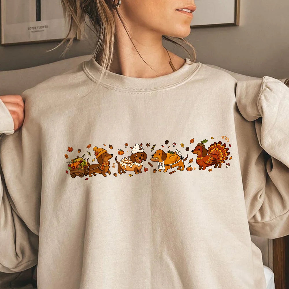 Thanksgiving Dachshund Sweatshirt, Turkey Wiener Dog Shirt, Dachshund Lover Gift