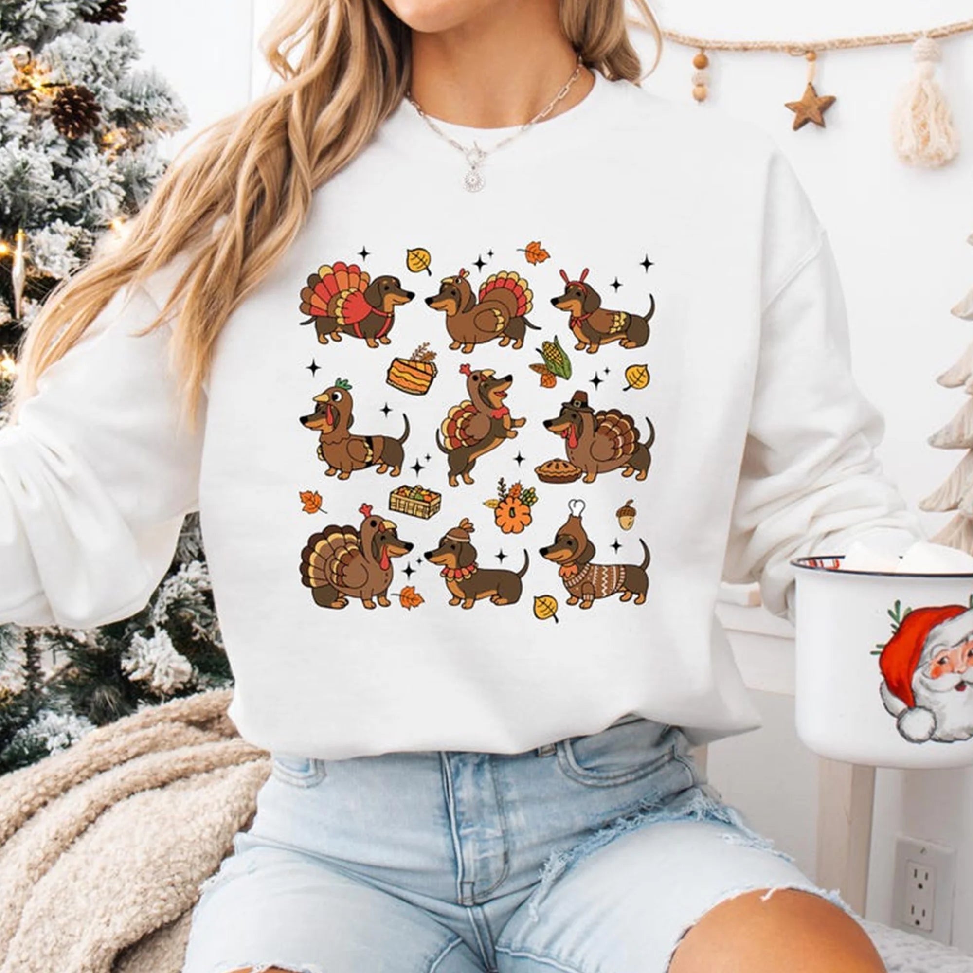 Turkey Dachshund Shirt, Wiener Dog Thanksgiving Sweatshirt, Dog Lover Gift