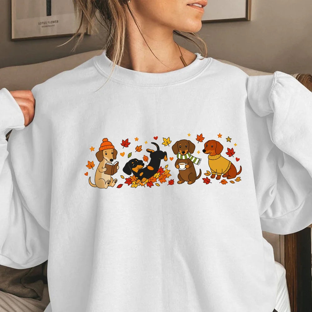 Dachshund Fall Sweatshirt, Wiener Dog Thanksgiving Tee, Autumn Dog Lover Gift