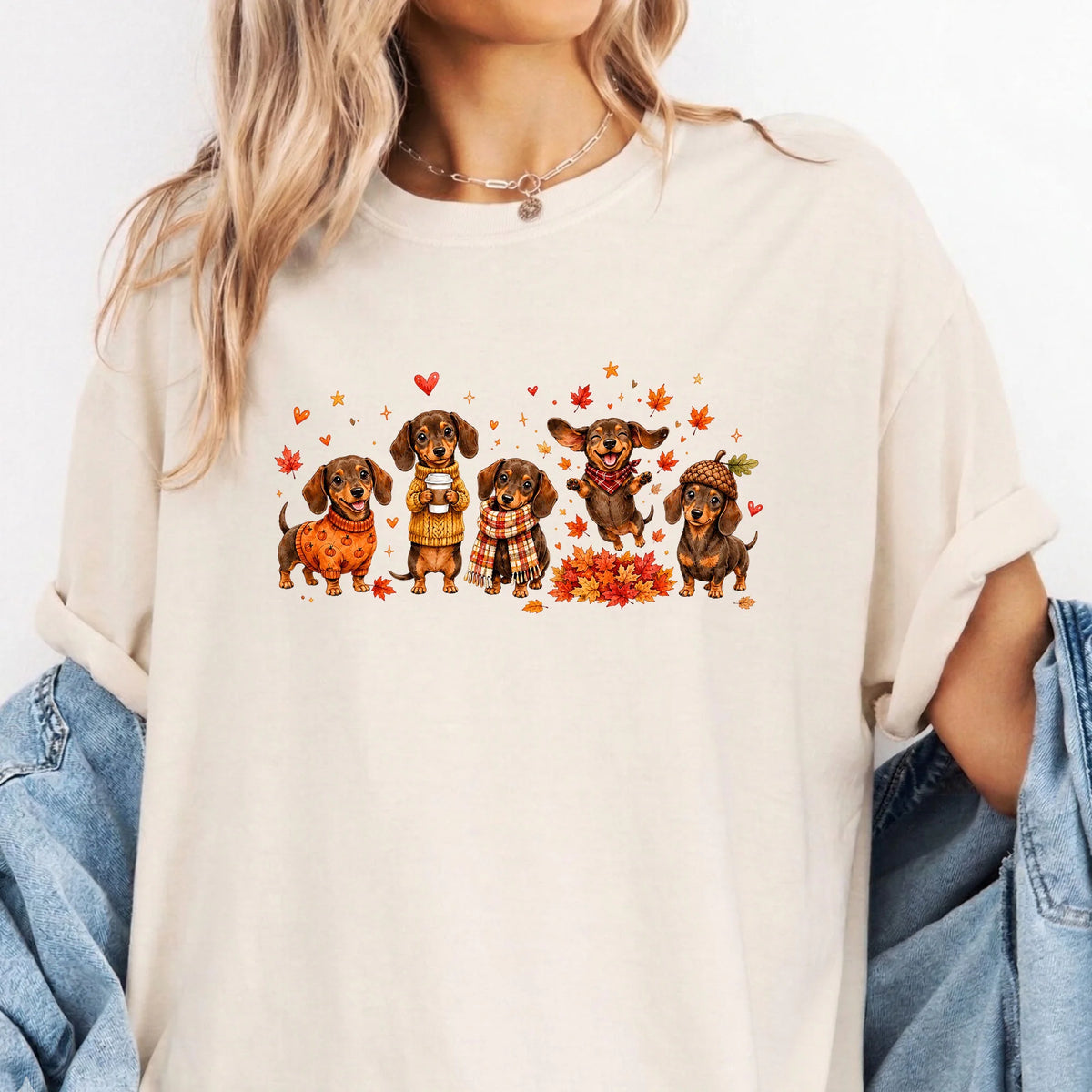Dachshund Fall T-Shirt, Autumn Dog Shirt, Wiener Dog Thanksgiving Tee