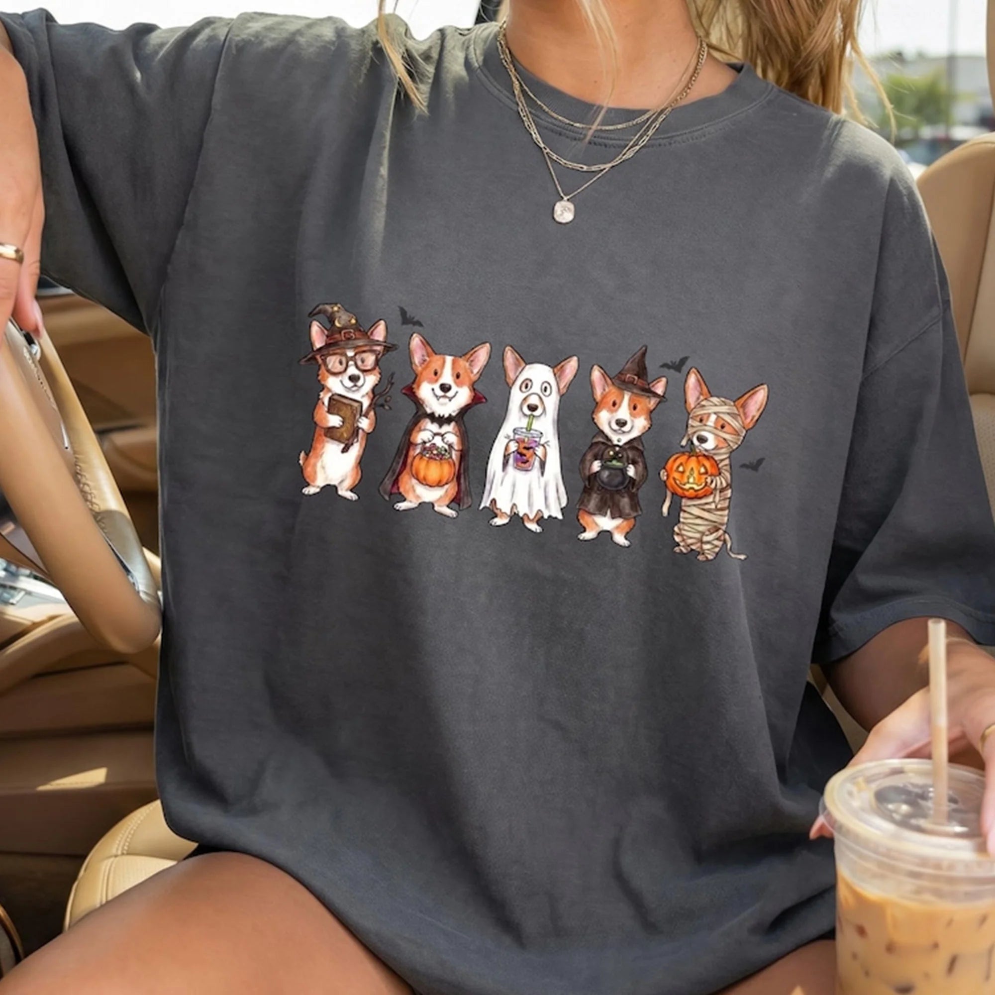 Halloween Corgi Comfort Colors Shirt, Spooky Fall Dog Mom Gift