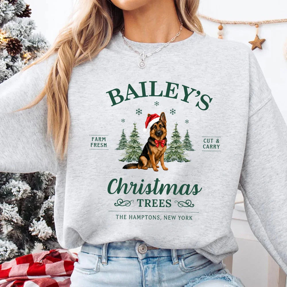 German Shepherd Christmas Sweatshirt, Personalized Holiday Sweater, GSD Mom Gift