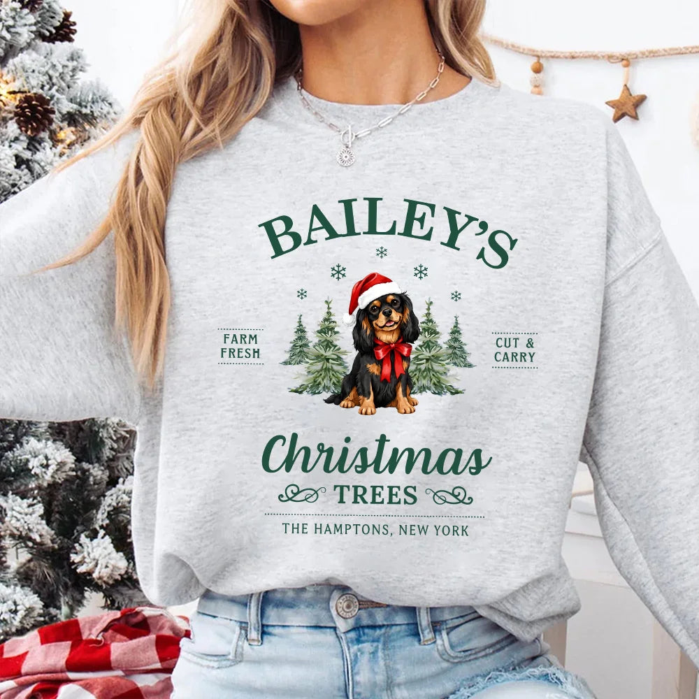 Custom Cavalier King Charles Christmas Sweatshirt, Personalized Dog Mom Gift