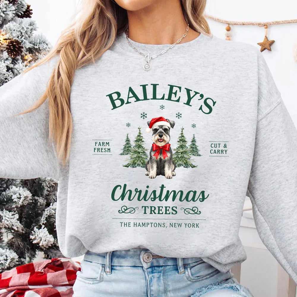 Schnauzer Christmas Sweatshirt, Personalized Miniature Schnauzer, Dog Mom Xmas Gift