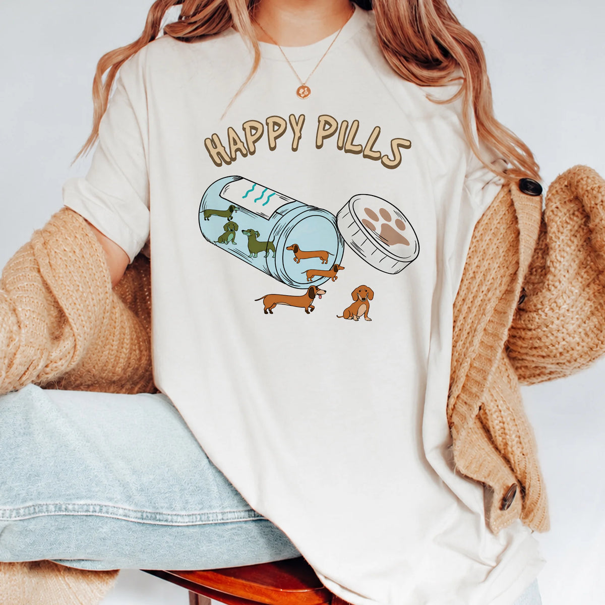 Dachshund Happy Pills Shirt, Doxie Pet Shirt, Dog Mom Gift