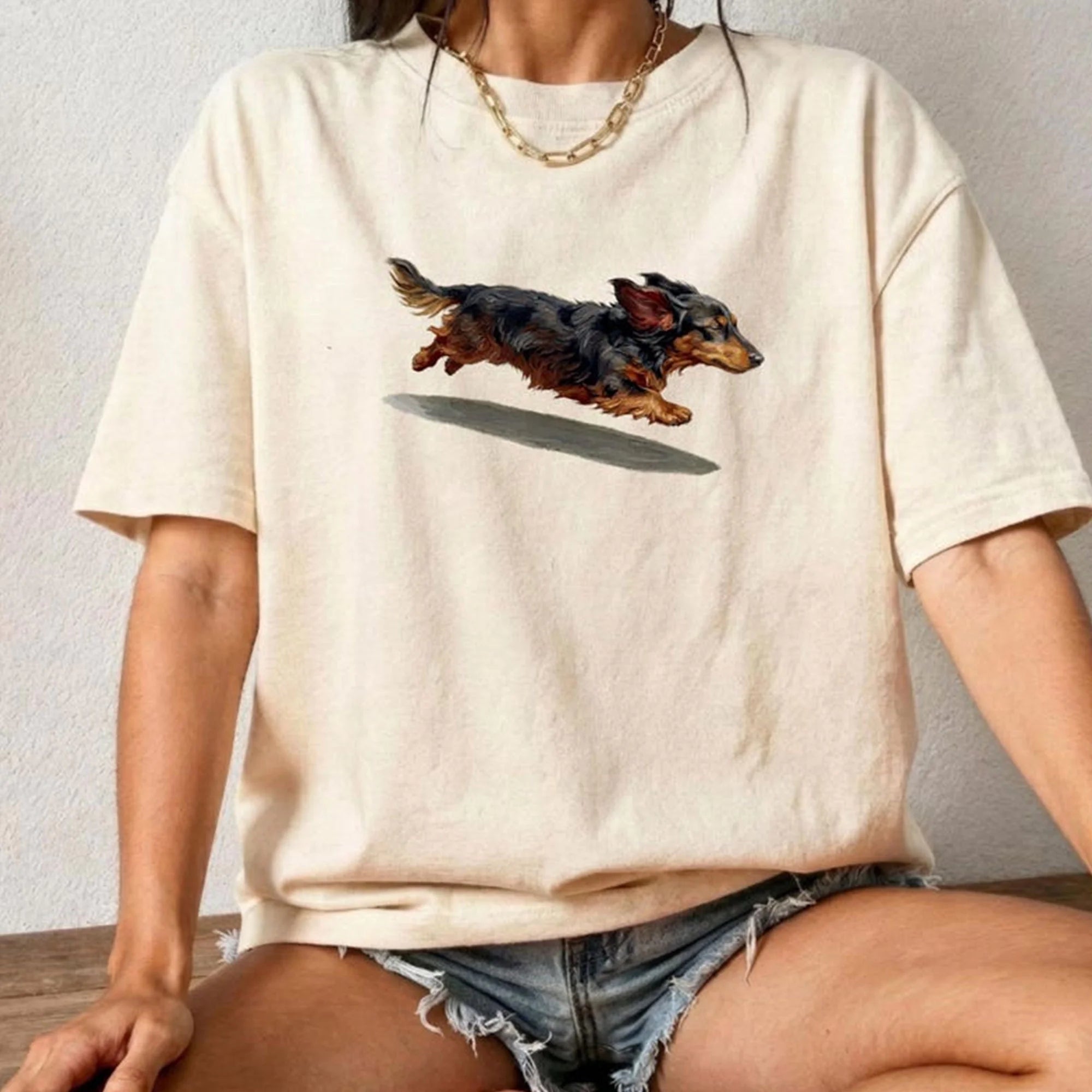 Longhair Dachshund Tee, Long Haired Dachshund Dad Gift