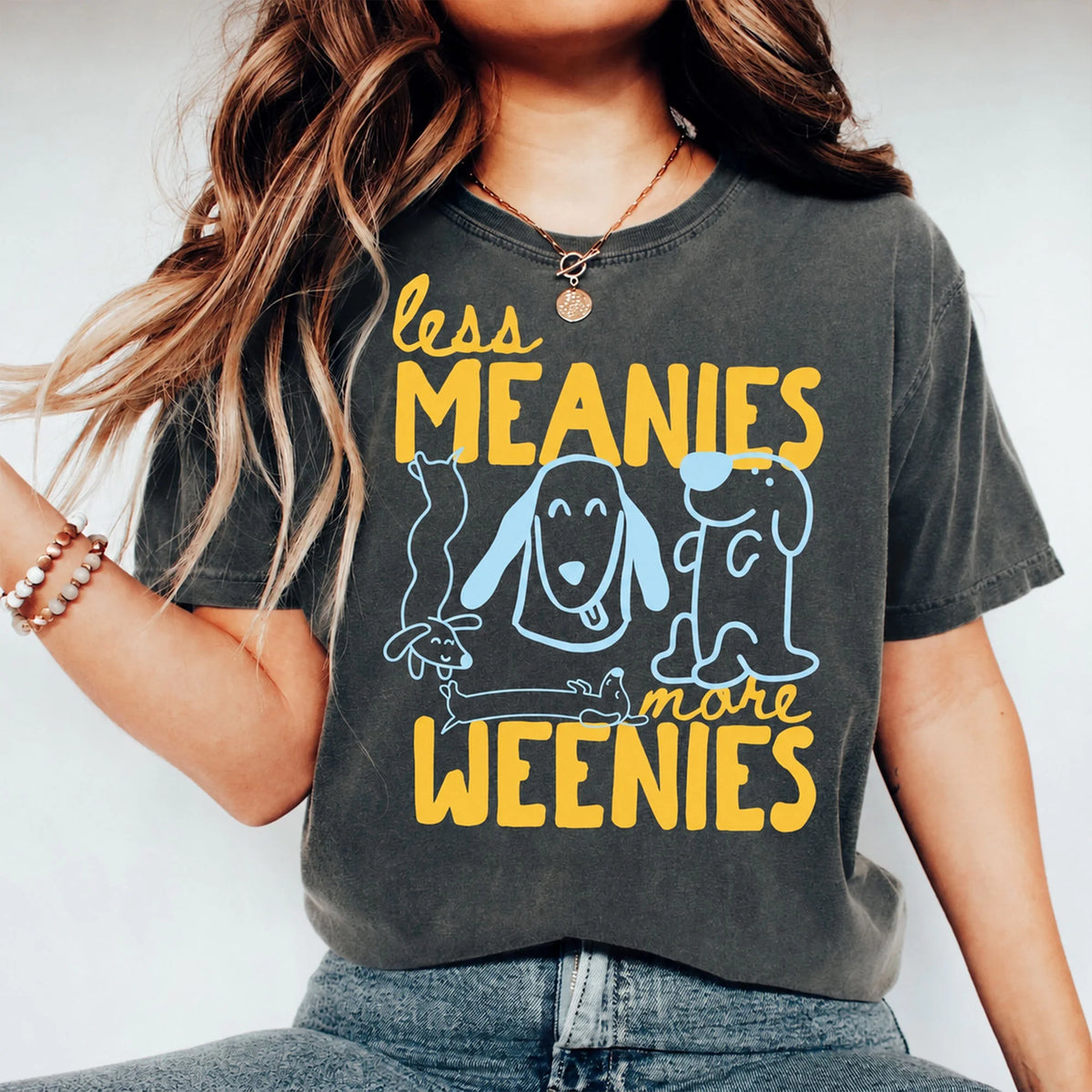 Comfort Colors Less Meanies More Weenies Dachshund Mom Shirt Gift