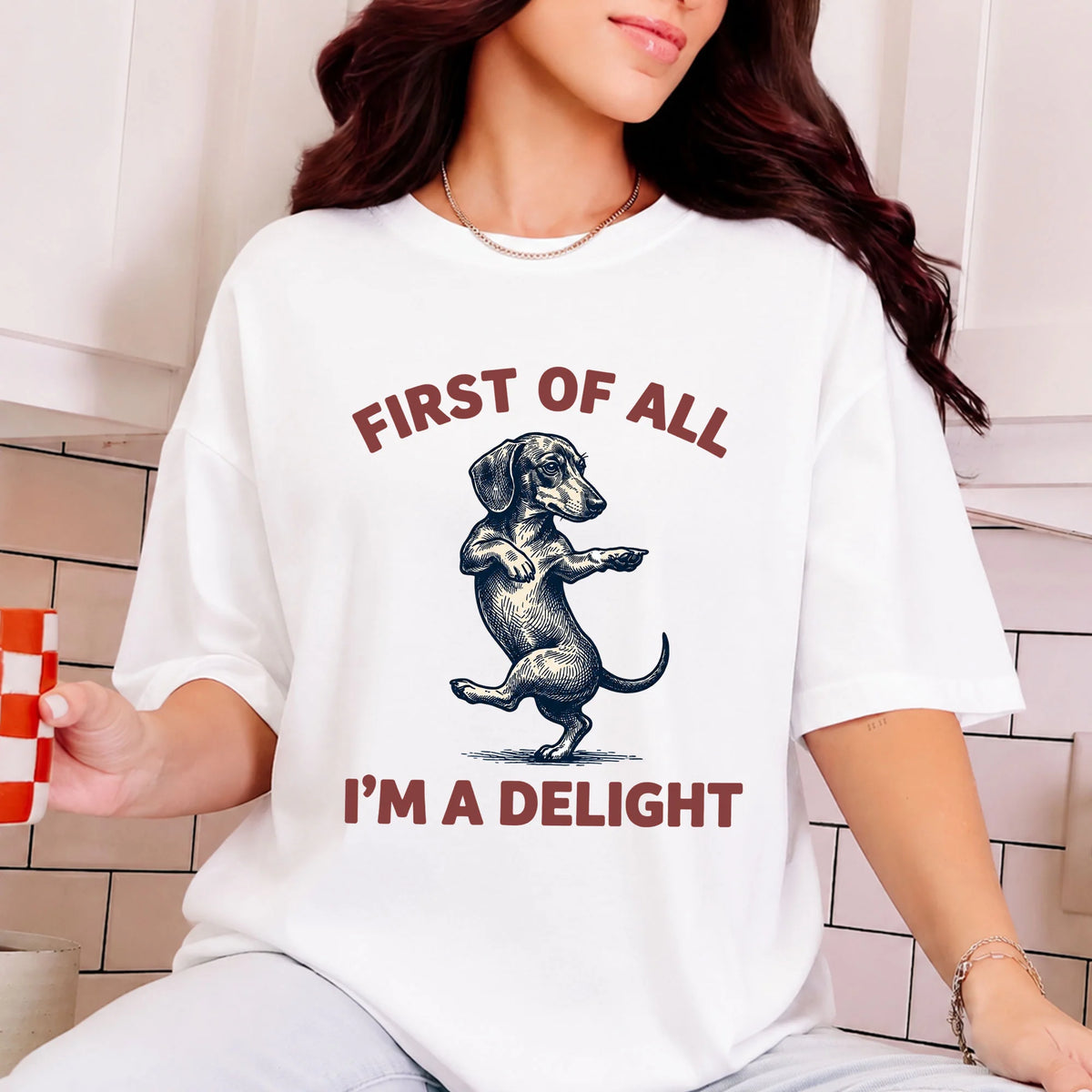 Delightful Dachshund Funny Wiener Dog Shirt, Sassy Doxie Mom Gift