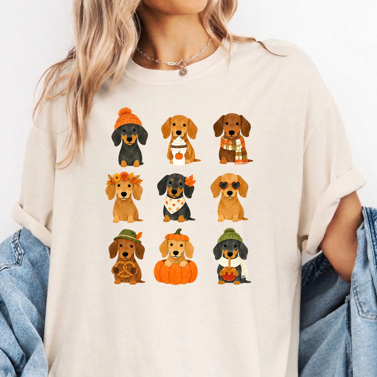 Dachshund Fall Shirt Cute Doxie Autumn Dog Mom Graphic Tee