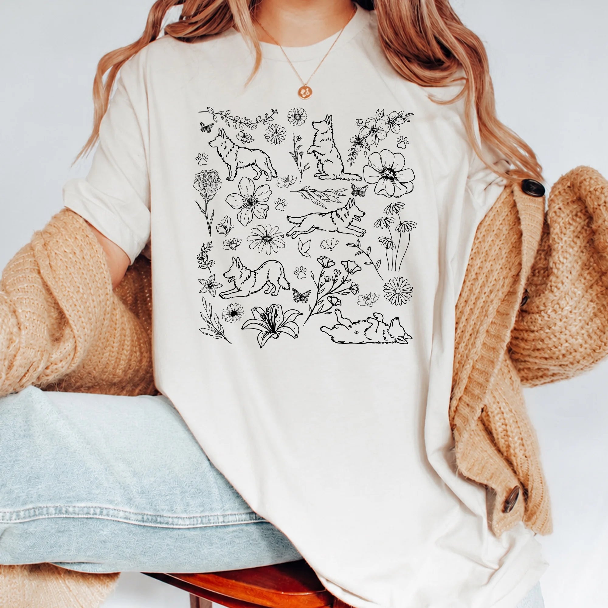 Floral German Shepherd Shirt Dog Mom Wildflower Comfort Colors Tee