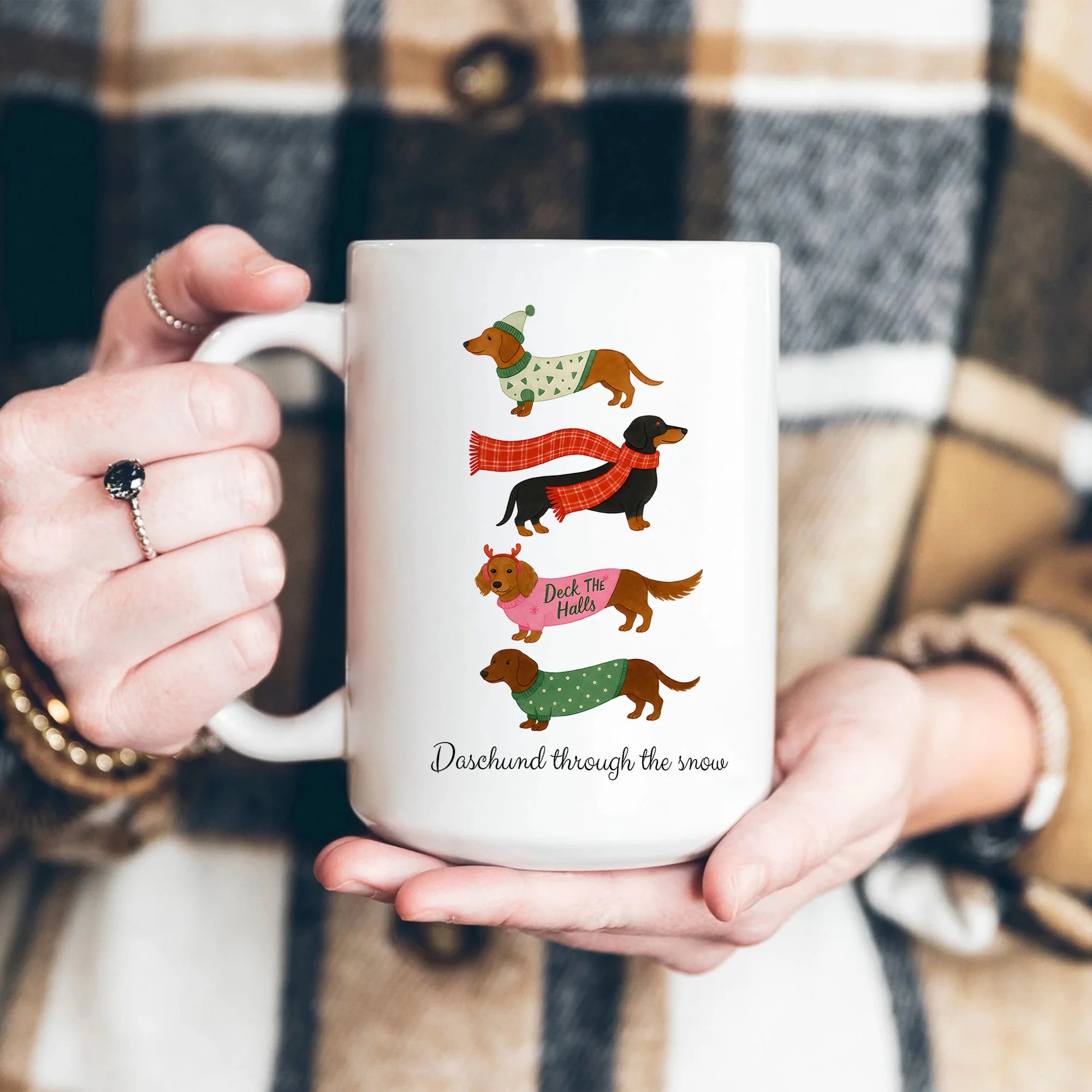 Dachshund Through The Snow Christmas Mug, Funny Dog Lover Gift