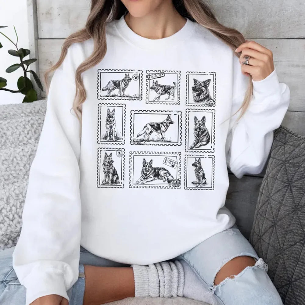 German Shepherd Vintage Sweatshirt, GSD Dog Mom Crewneck Lover Gift