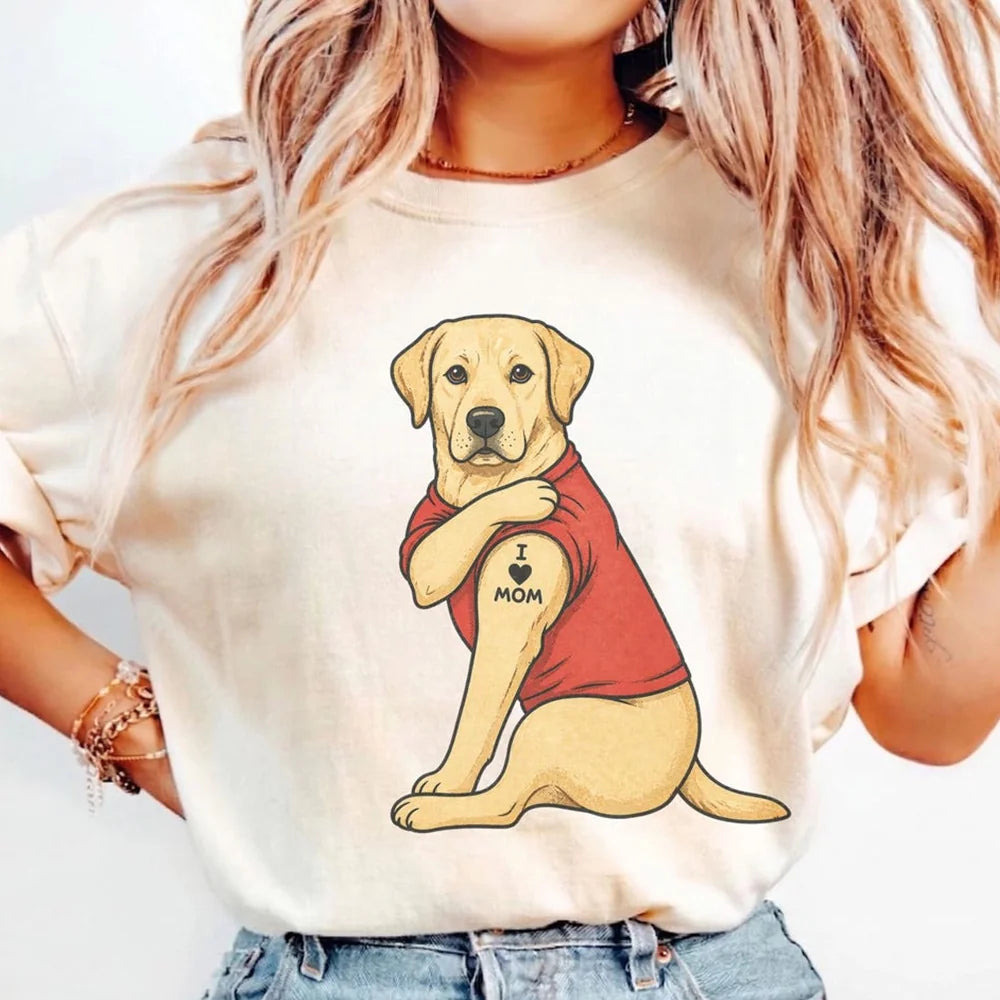 Labrador Mom Shirt, Tattoo Dog Illustration, Retro Dog Lover Gift
