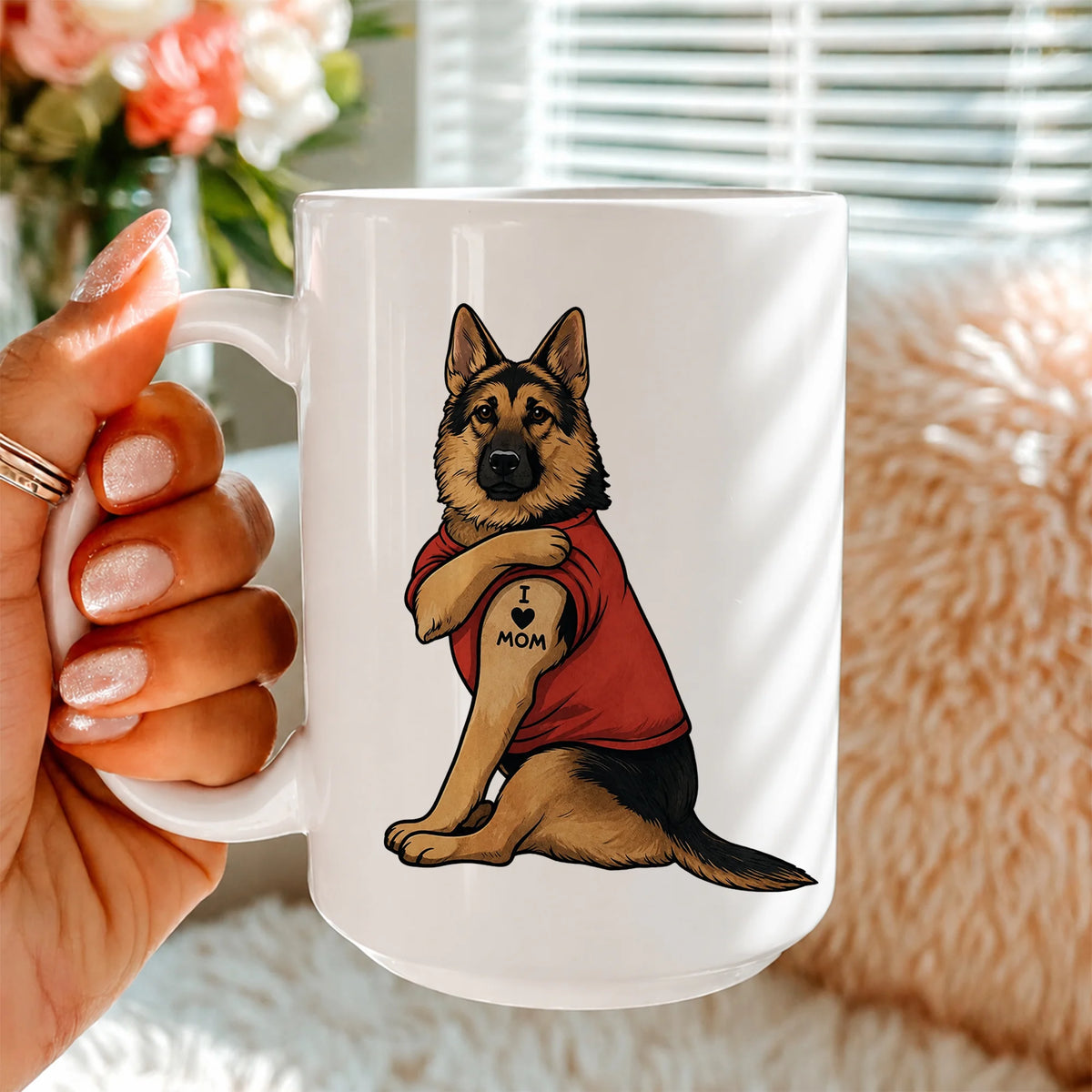 German Shepherd Tattoo Dog Mug Retro Mom Pet Lover Gift