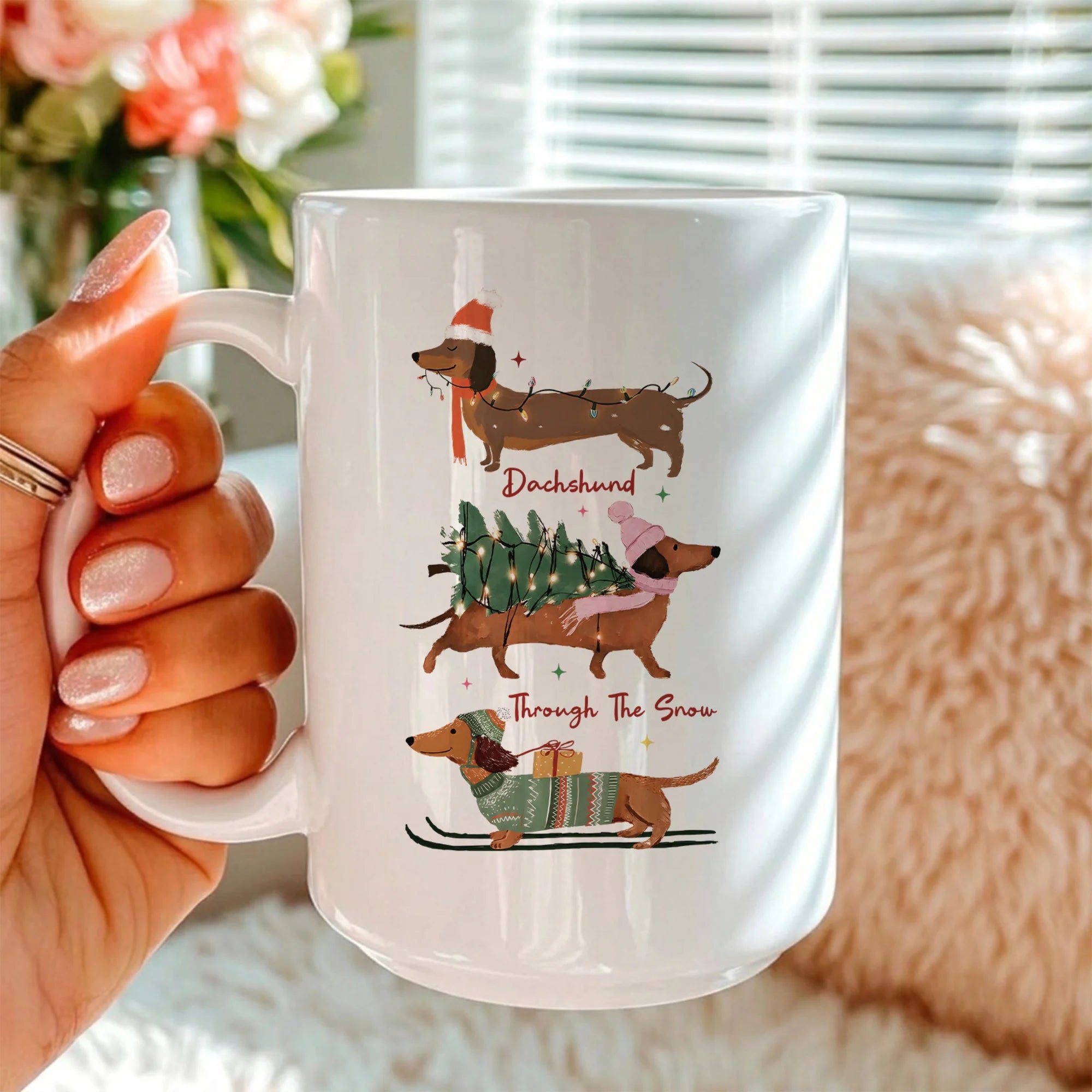 Dachshund Christmas Tree Holiday Mug, Merry Christmas Dog Lover Gift Mug