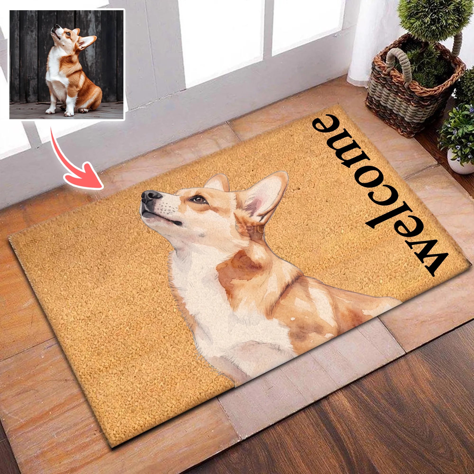 Personalized Pet Portrait Doormat Personalized Dog Cat Welcome Mat Gift