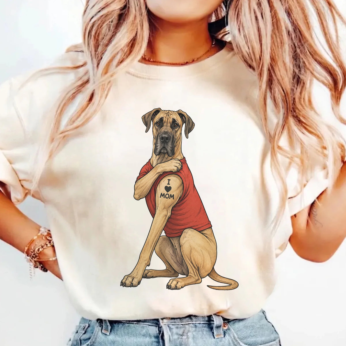 Great Dane Tattoo Dog Shirt Retro Mom Pet Lover Tee