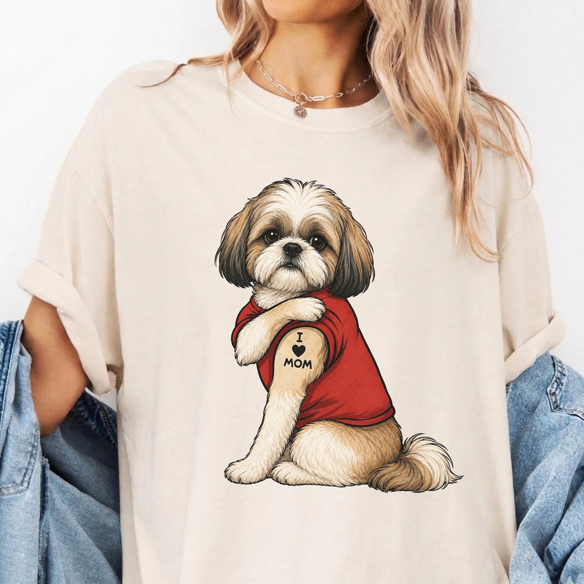Shih Tzu Tattoo Dog Shirt Retro Mom Pet Lover Tee