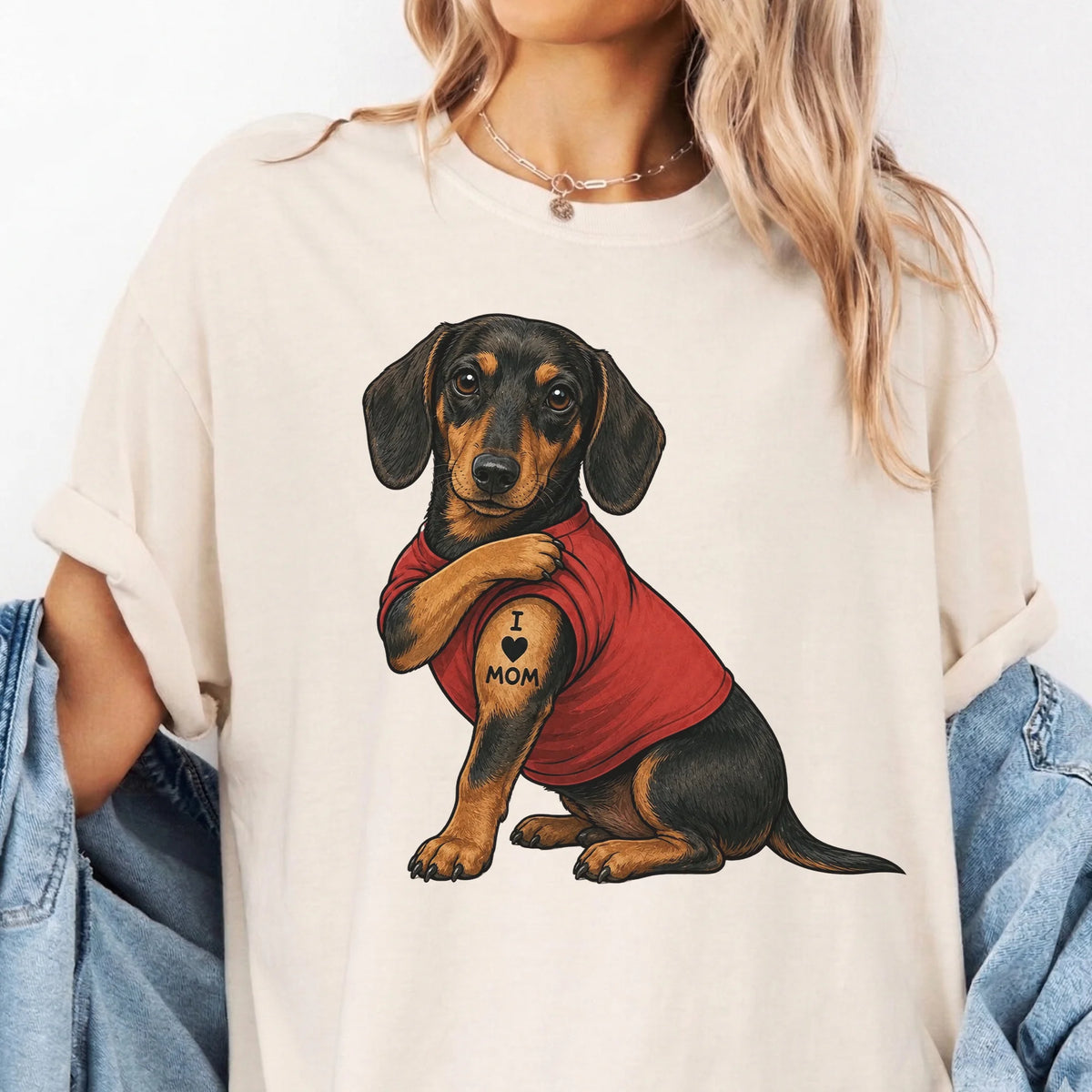 Dachshund Tattoo Dog Shirt Retro Mom Pet Lover Tee