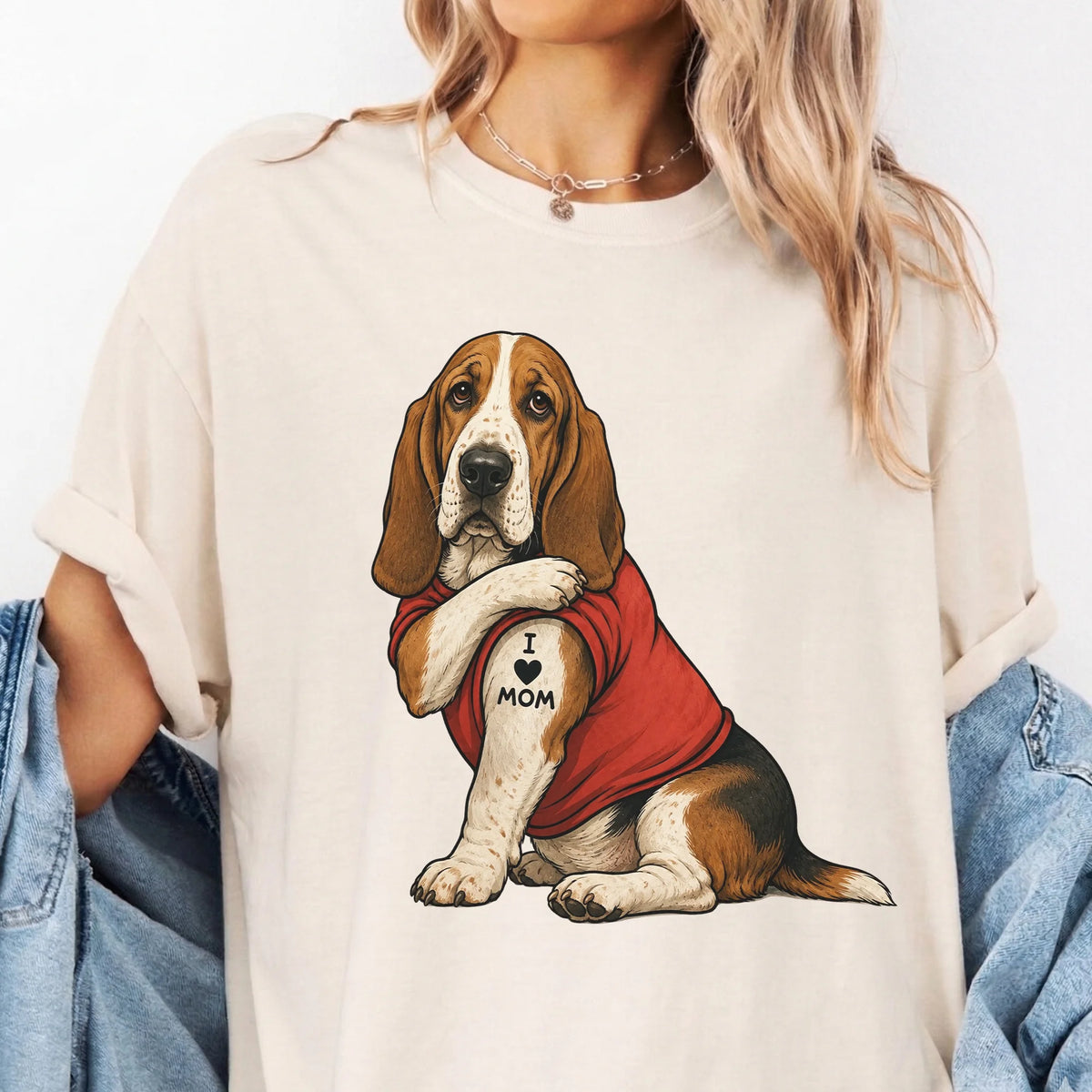 Basset Hound Tattoo Dog Shirt Retro Mom Pet Lover Tee