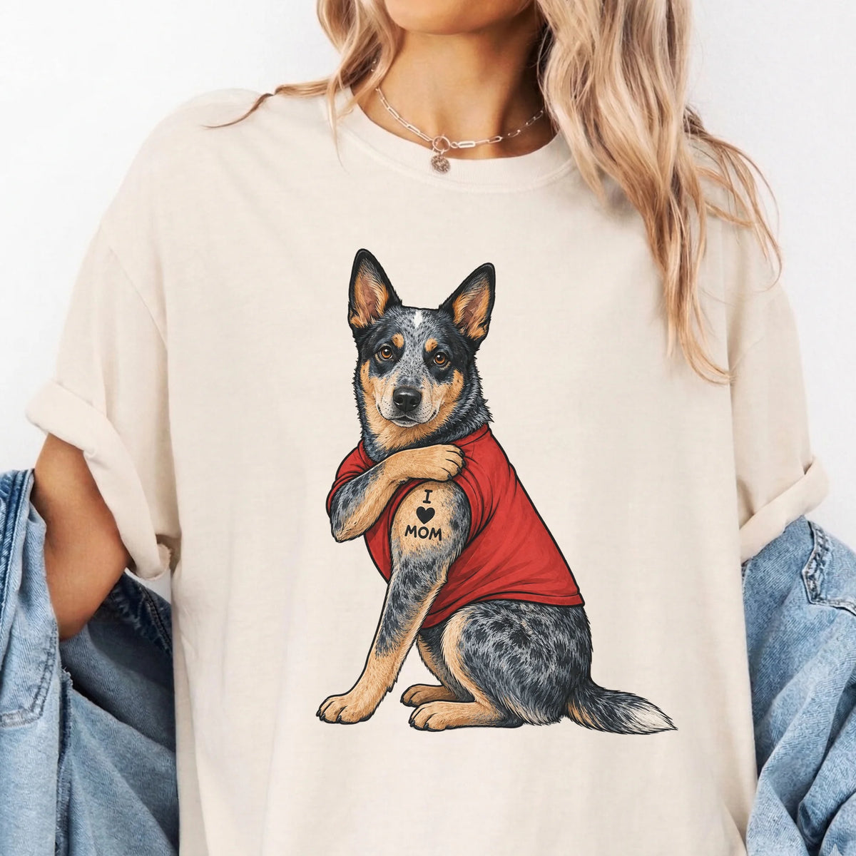 Heeler Tattoo Dog Shirt Retro Mom Pet Lover Tee