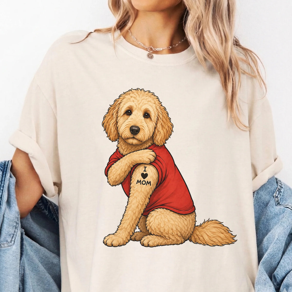 Goldendoodle Tattoo Dog Shirt Retro Mom Pet Lover Tee