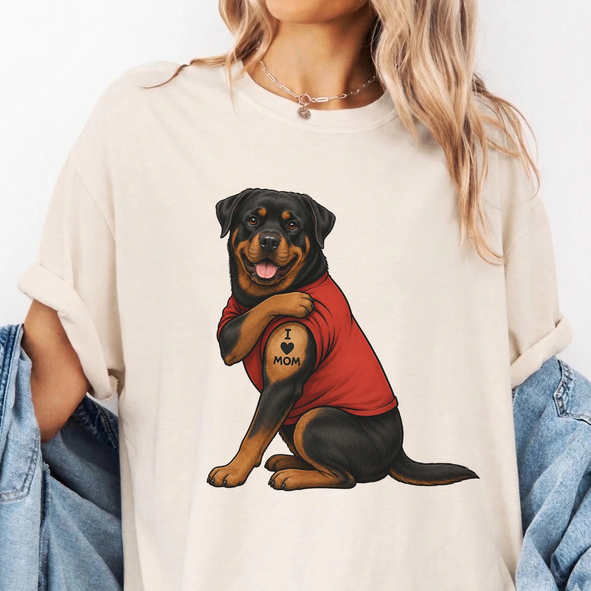 Rottweiler Tattoo Dog Shirt Retro Mom Pet Lover Tee
