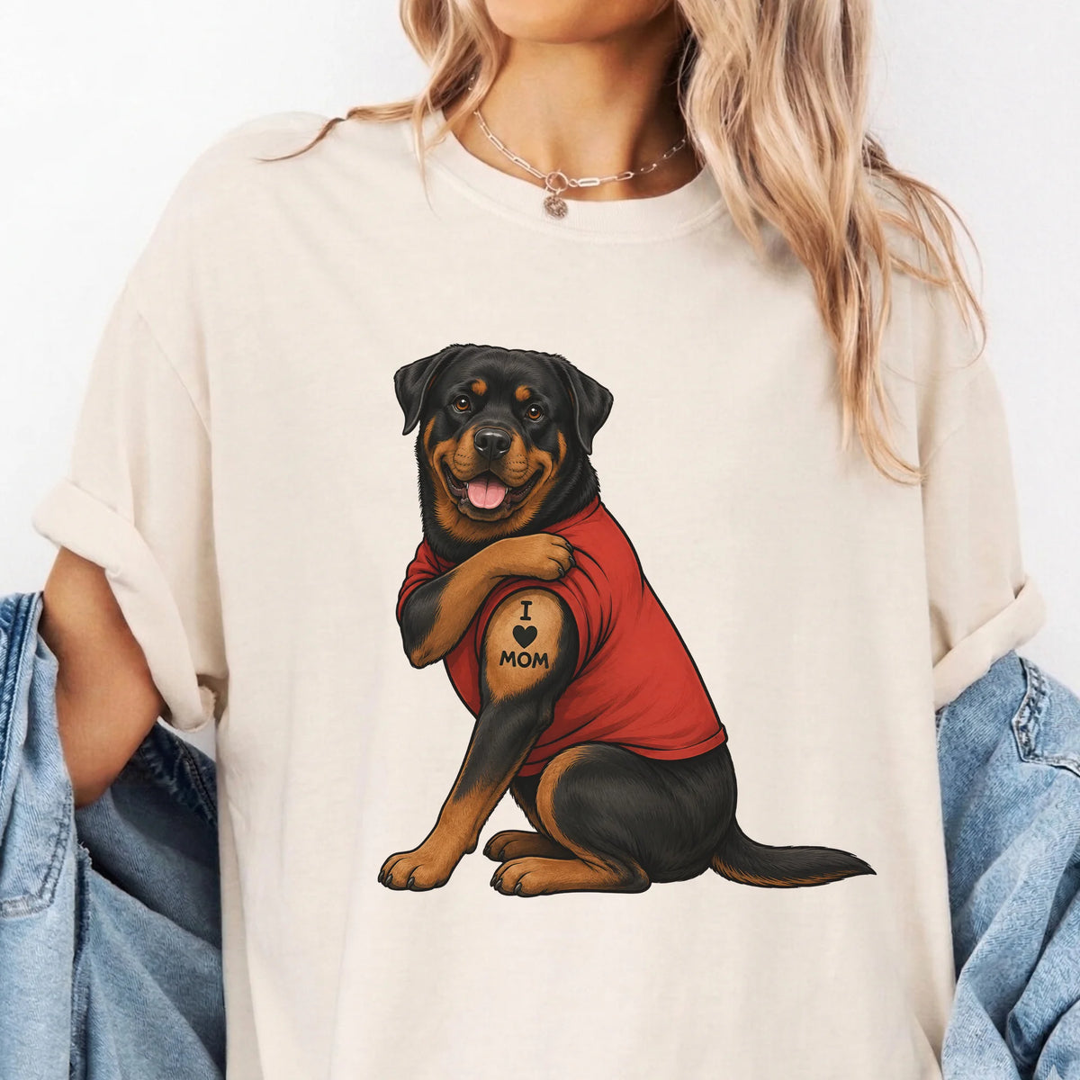 Rottweiler Tattoo Dog Shirt Retro Mom Pet Lover Tee
