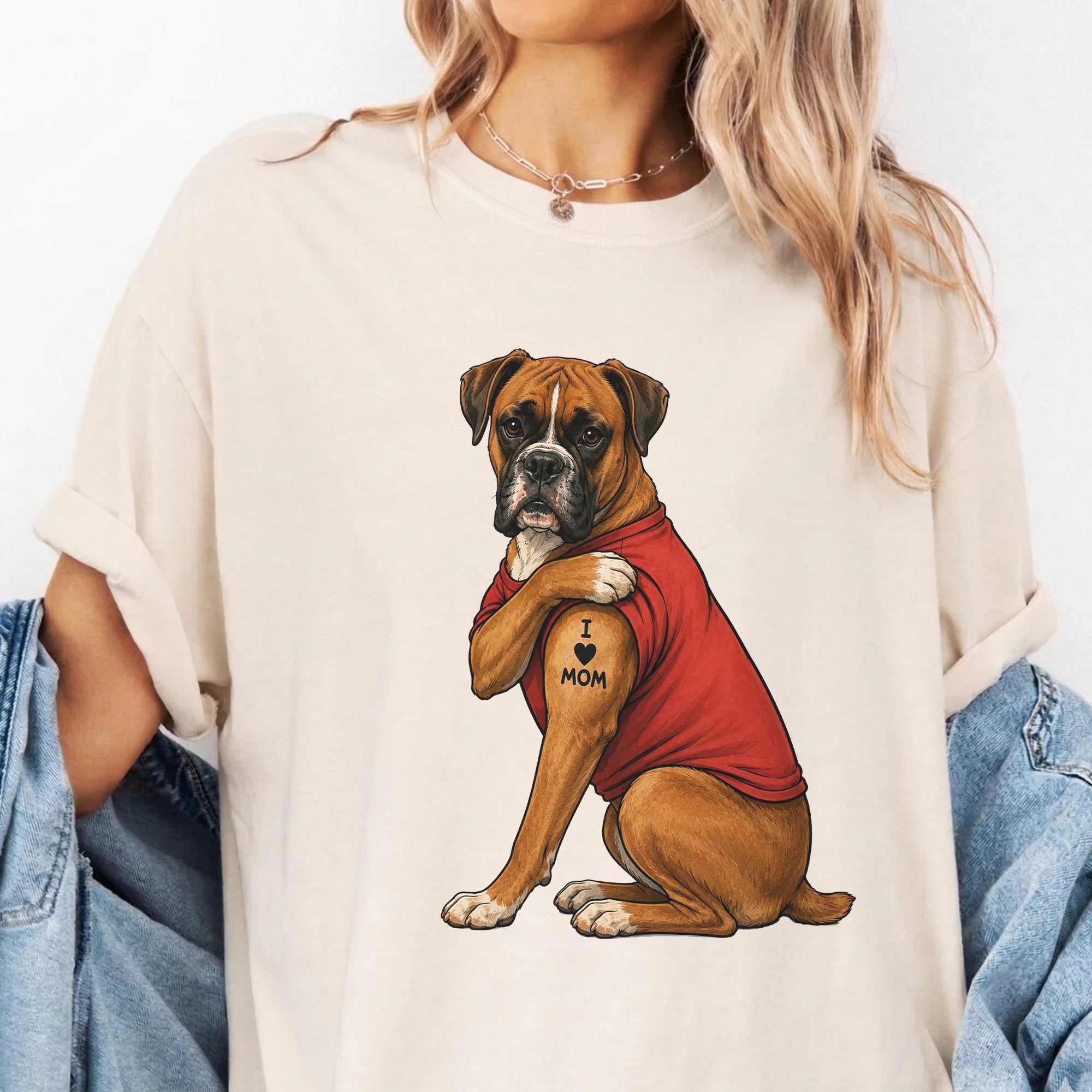 Boxer Tattoo Dog Shirt Retro Mom Pet Lover Tee