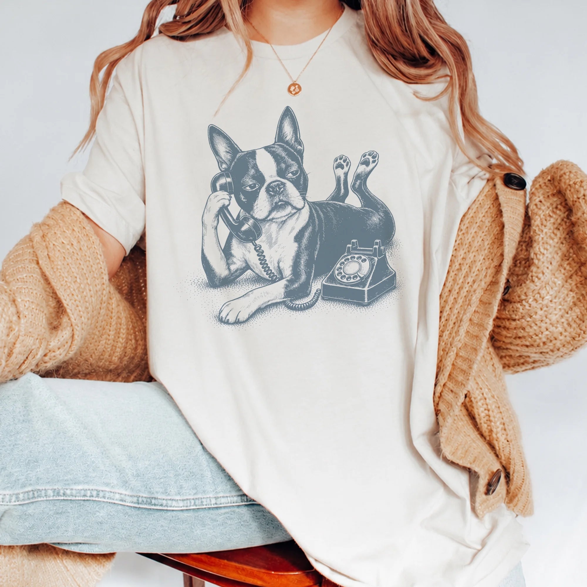 Boston Terrier Phone Shirt Funny Taco Dog Graphic Tee Gift