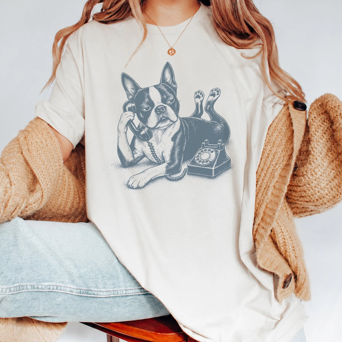 Boston Terrier Phone Shirt Funny Taco Dog Graphic Tee Gift