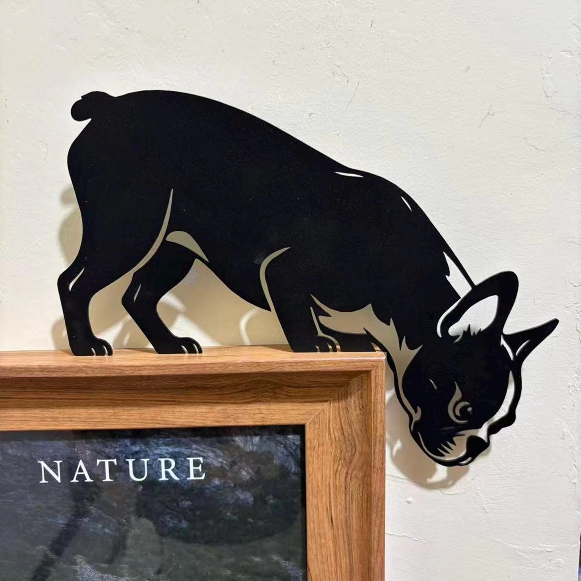 Curious Boston Terrier Metal Door Topper