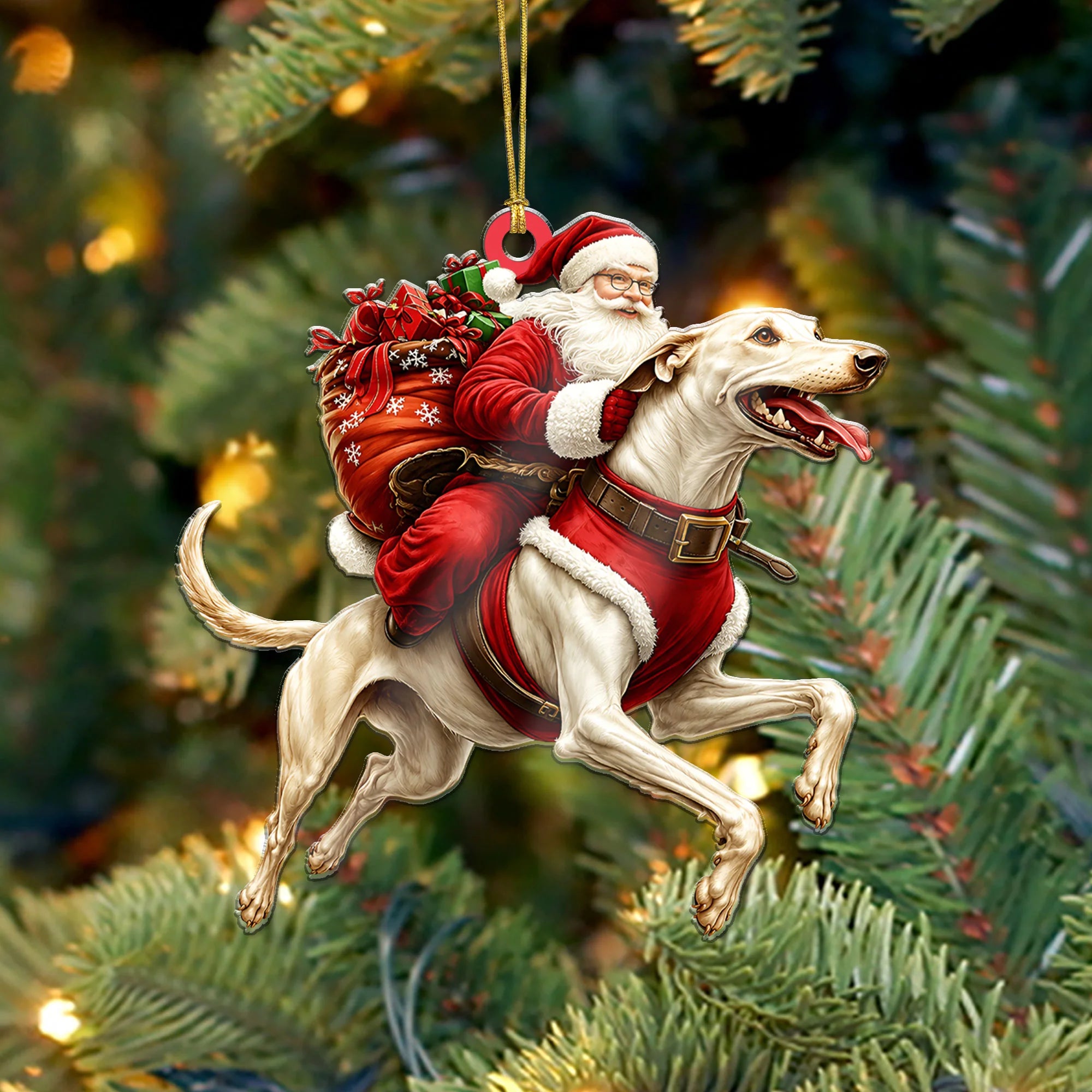 Italian Greyhound Santa Ornament 2D Flat Christmas Dog Lover Gift