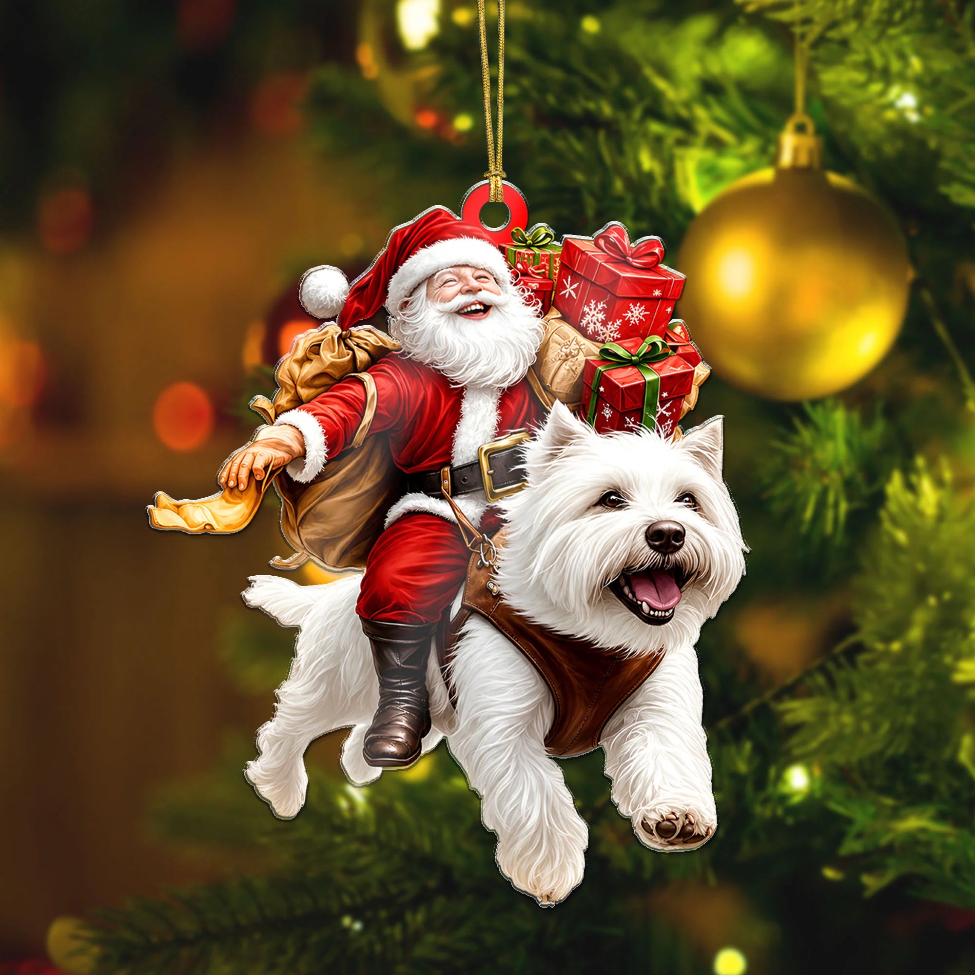 2D English Springer Spaniel Santa Ornament, Dog Lover Christmas Gift