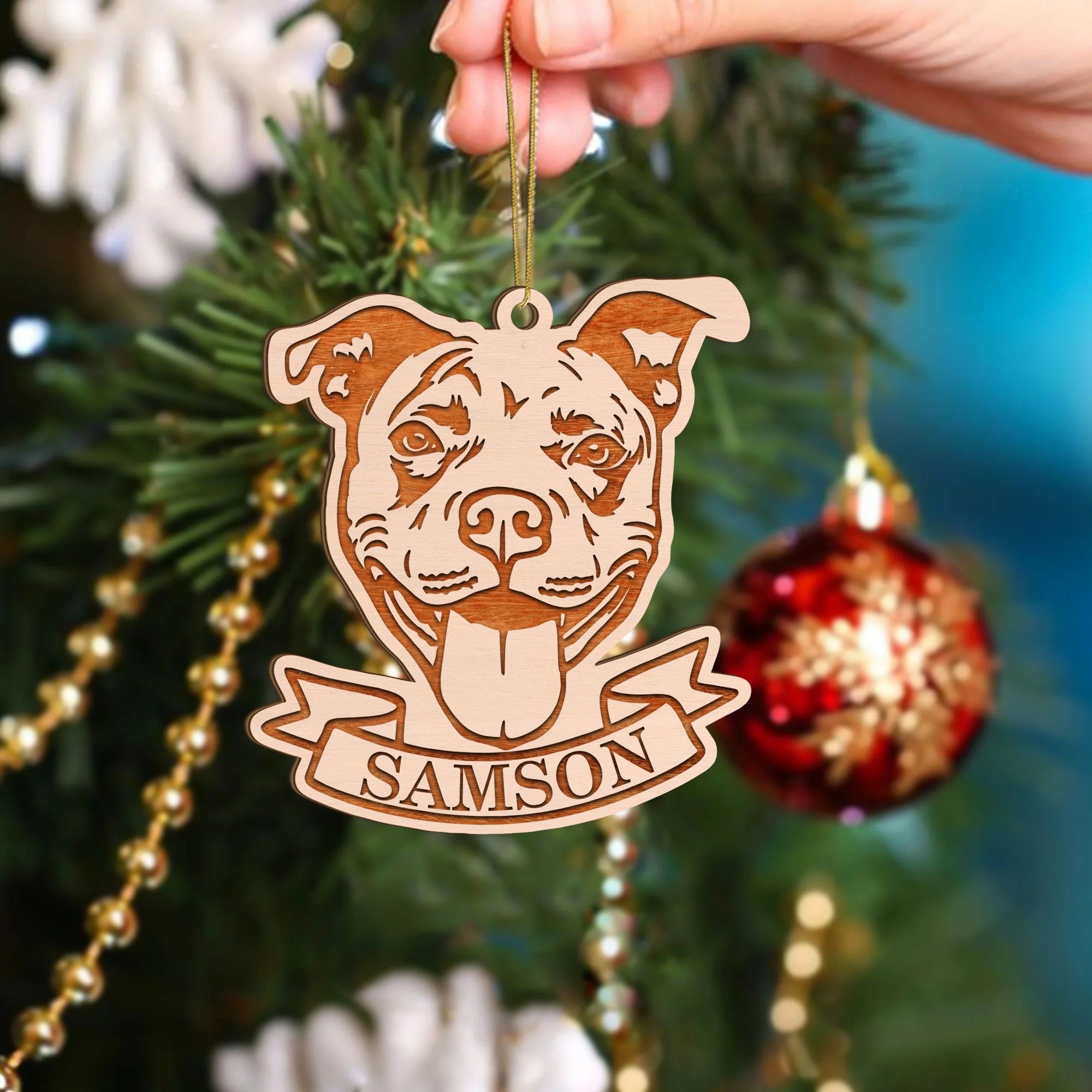 Personalized Pitbull Ornament - Dog Ornament - American Pitbull Terrier - Bully Breed