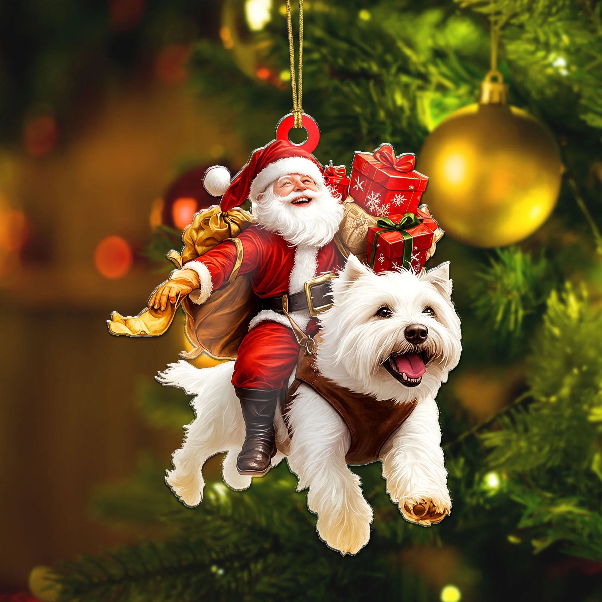 West Highland White Terrier Santa Ornament, Dog Lover Christmas Gift