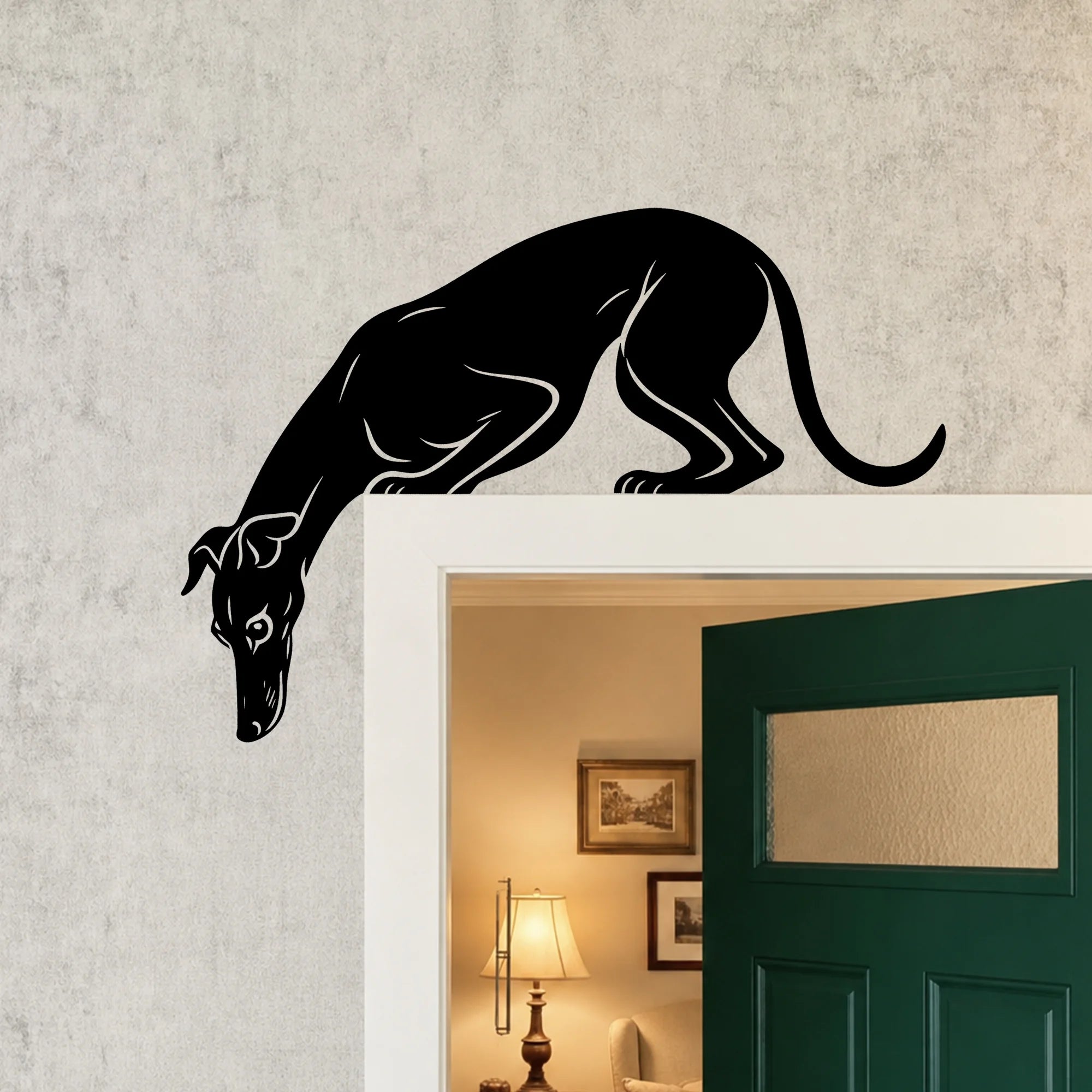 Cute Greyhound Metal Door Topper
