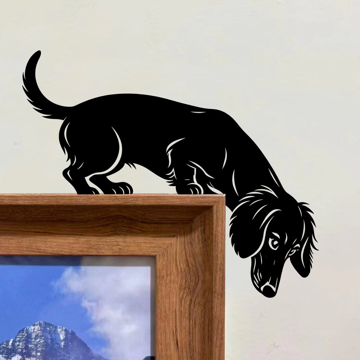 Long-Haired Dachshund Metal Door Topper