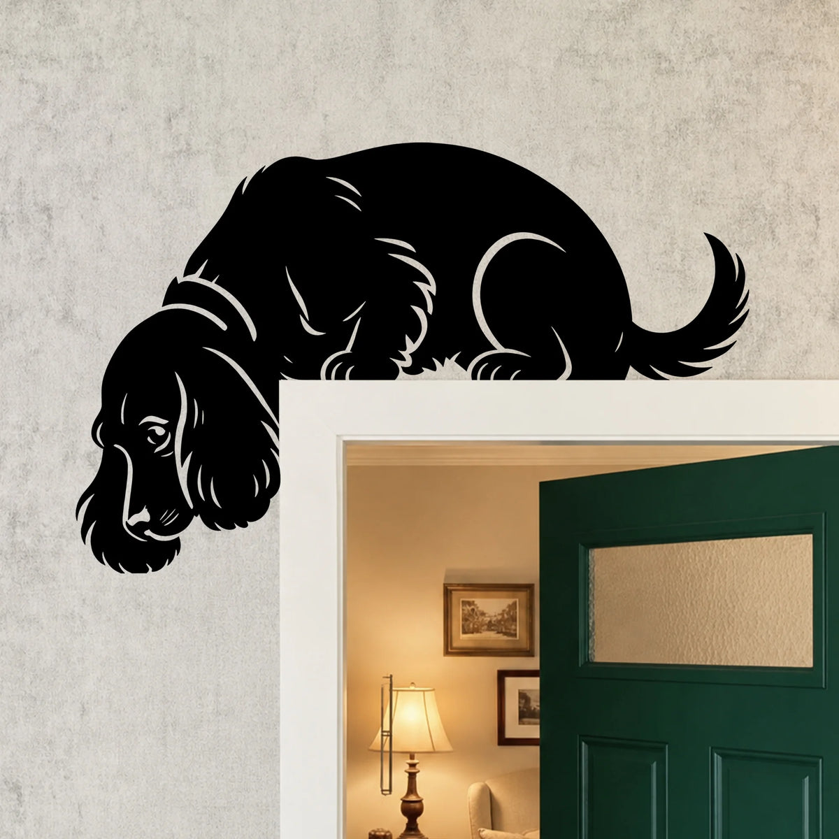 Curious American Cocker Spaniel Metal Door Topper