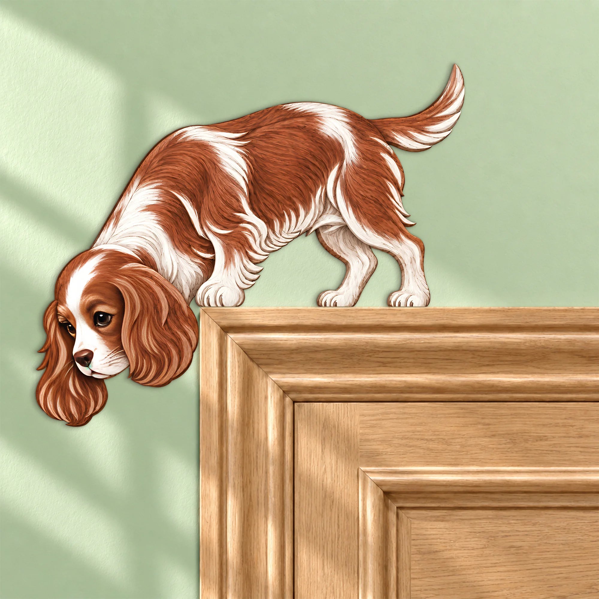 Cavalier King Charles Spaniel Door Corner Wood Sign
