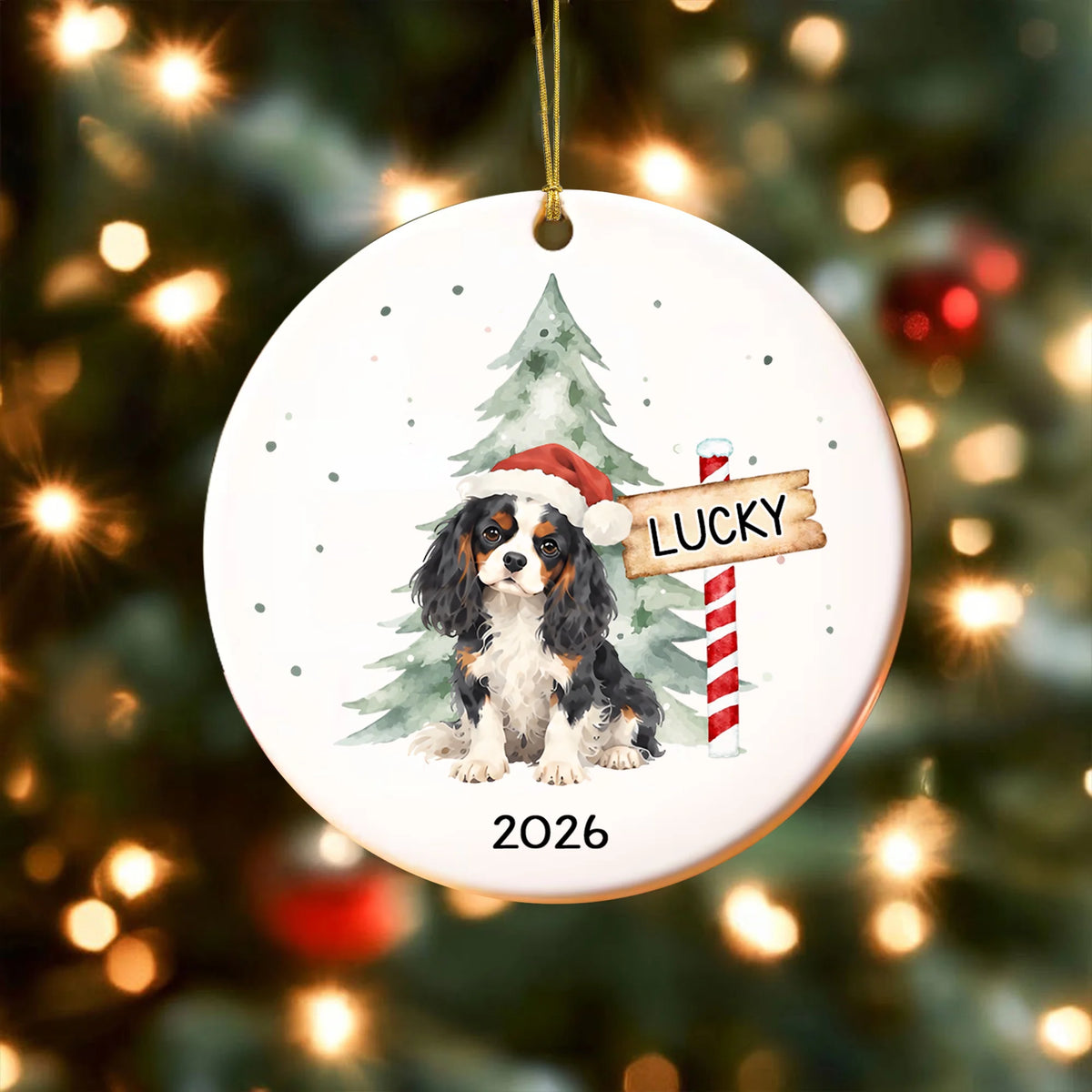 Custom Cavalier King Christmas Ornament, Watercolor Wiener Dog Keepsake Gift