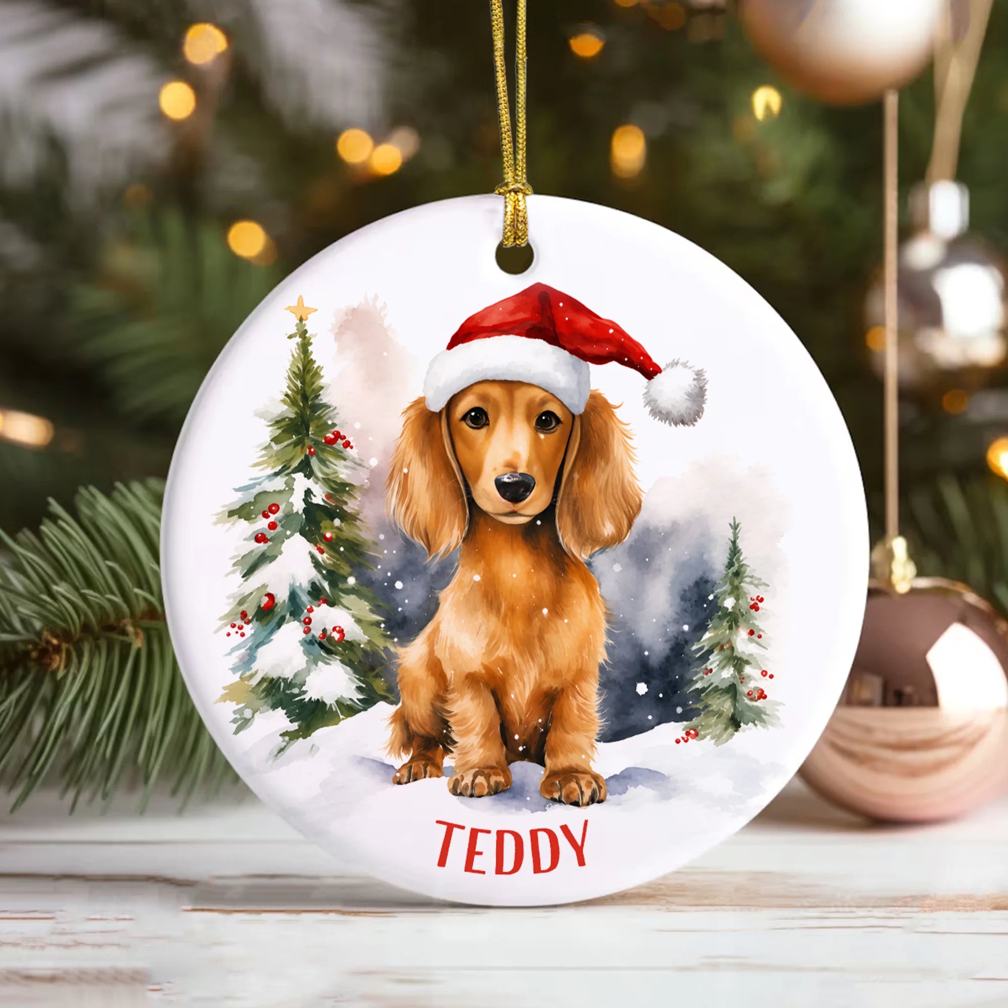 Custom Dachshund Christmas Ornament, Custom Dog Lover Gift