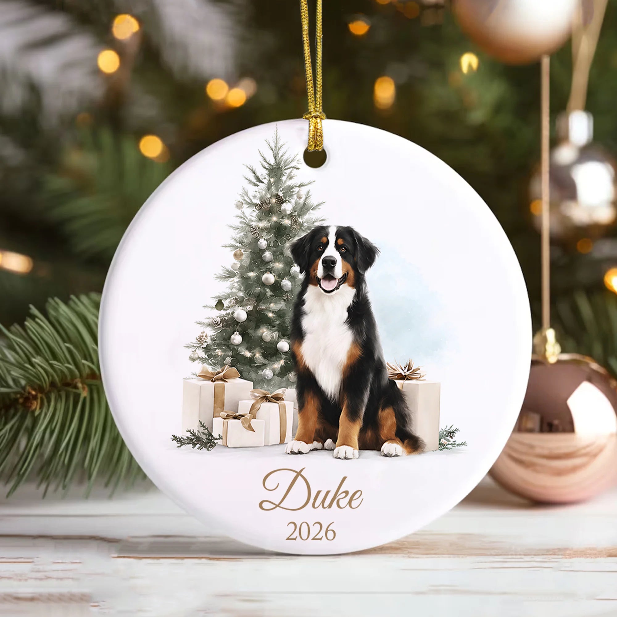 Keepsake 2026 Xmas Decor Personalized Bernese Mountain Dog Christmas Ornament Custom 2026 Berner Keepsake