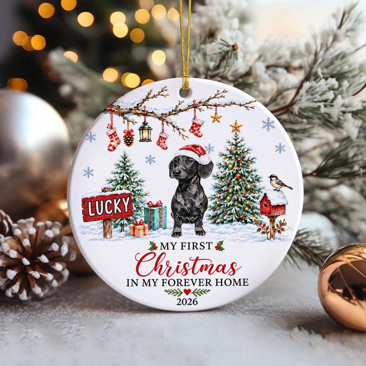 Dog First Christmas Ornament, New Puppy Forever Home Gift