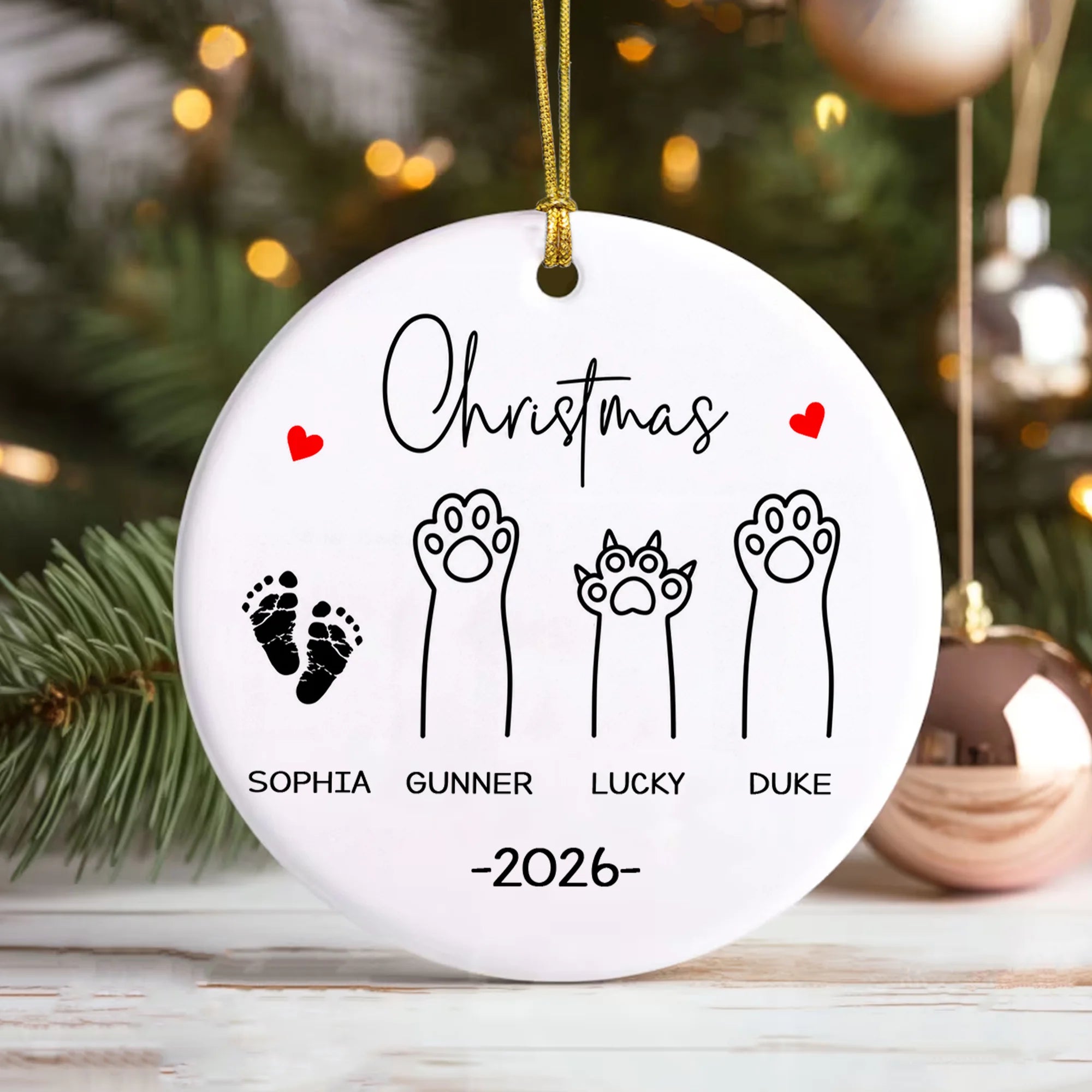 Custom Paw Print Ornament, Custom Dog Cat Christmas Keepsake 2026