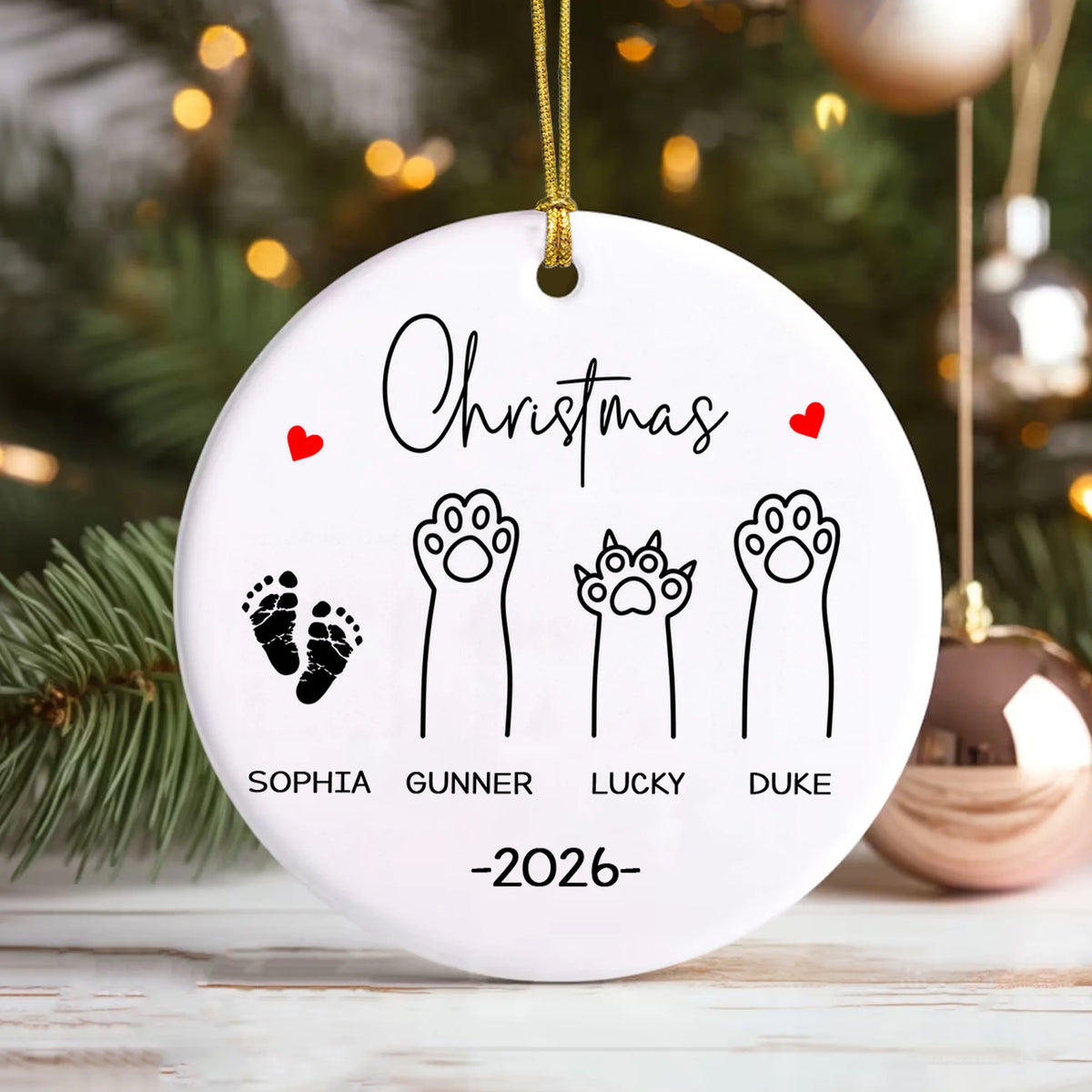 Custom Paw Print Ornament, Custom Dog Cat Christmas Keepsake 2026