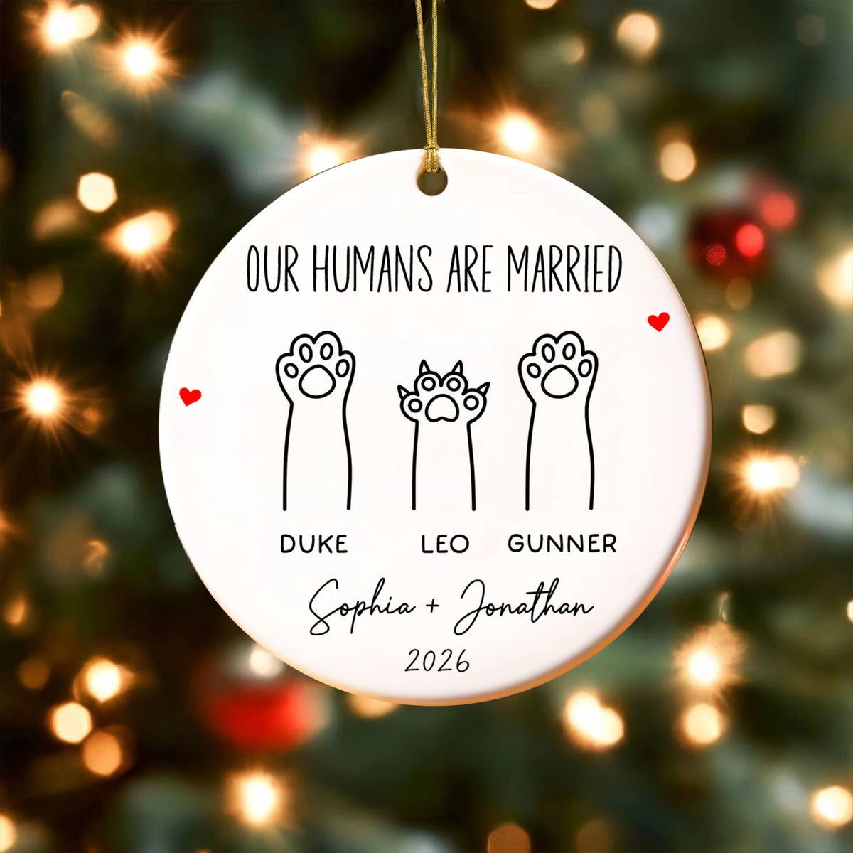 My Humans Are Married Ornament, Custom Dog Cat Wedding Gift