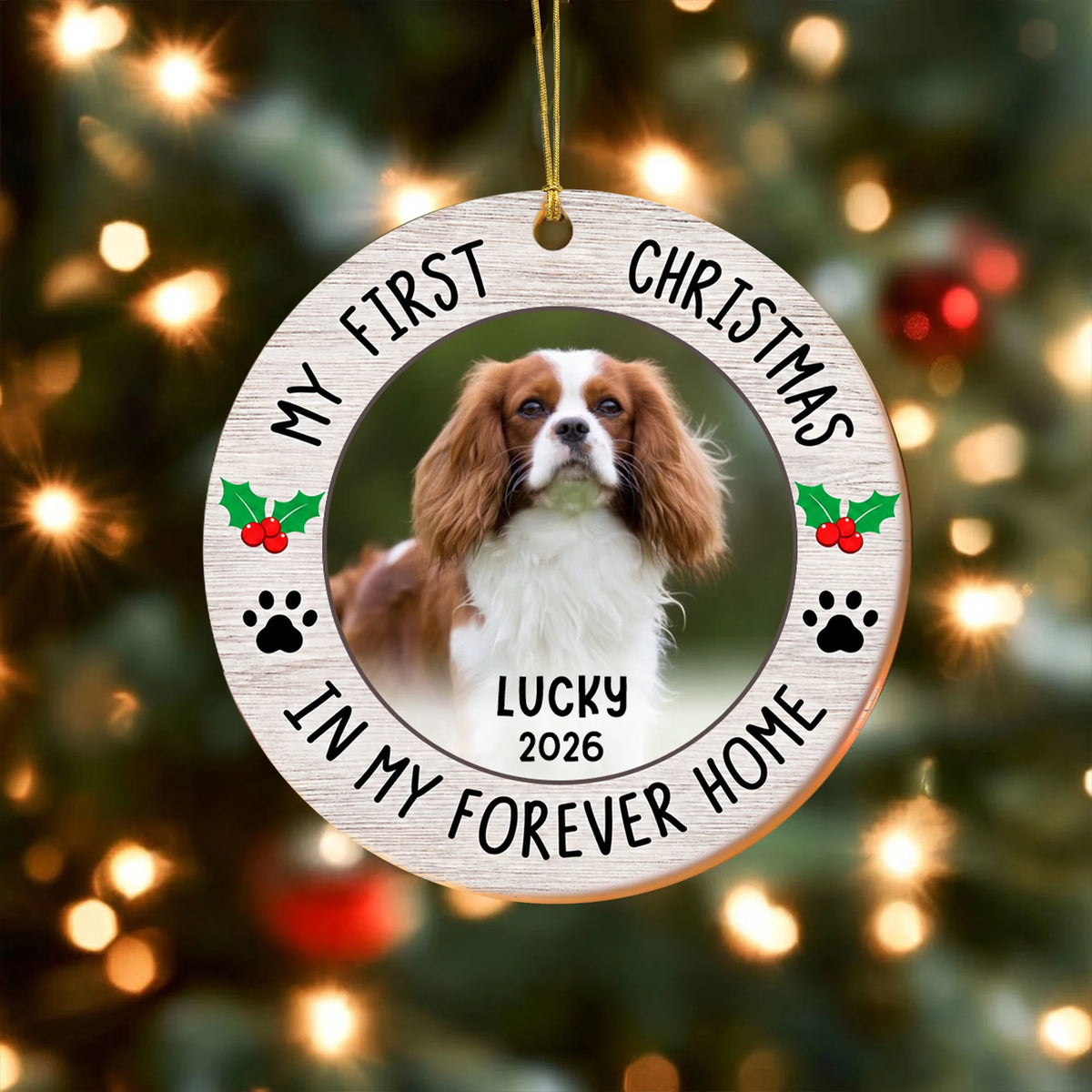 Custom Puppy First Christmas Ornament, Dog Photo Ceramic Keepsake 2026