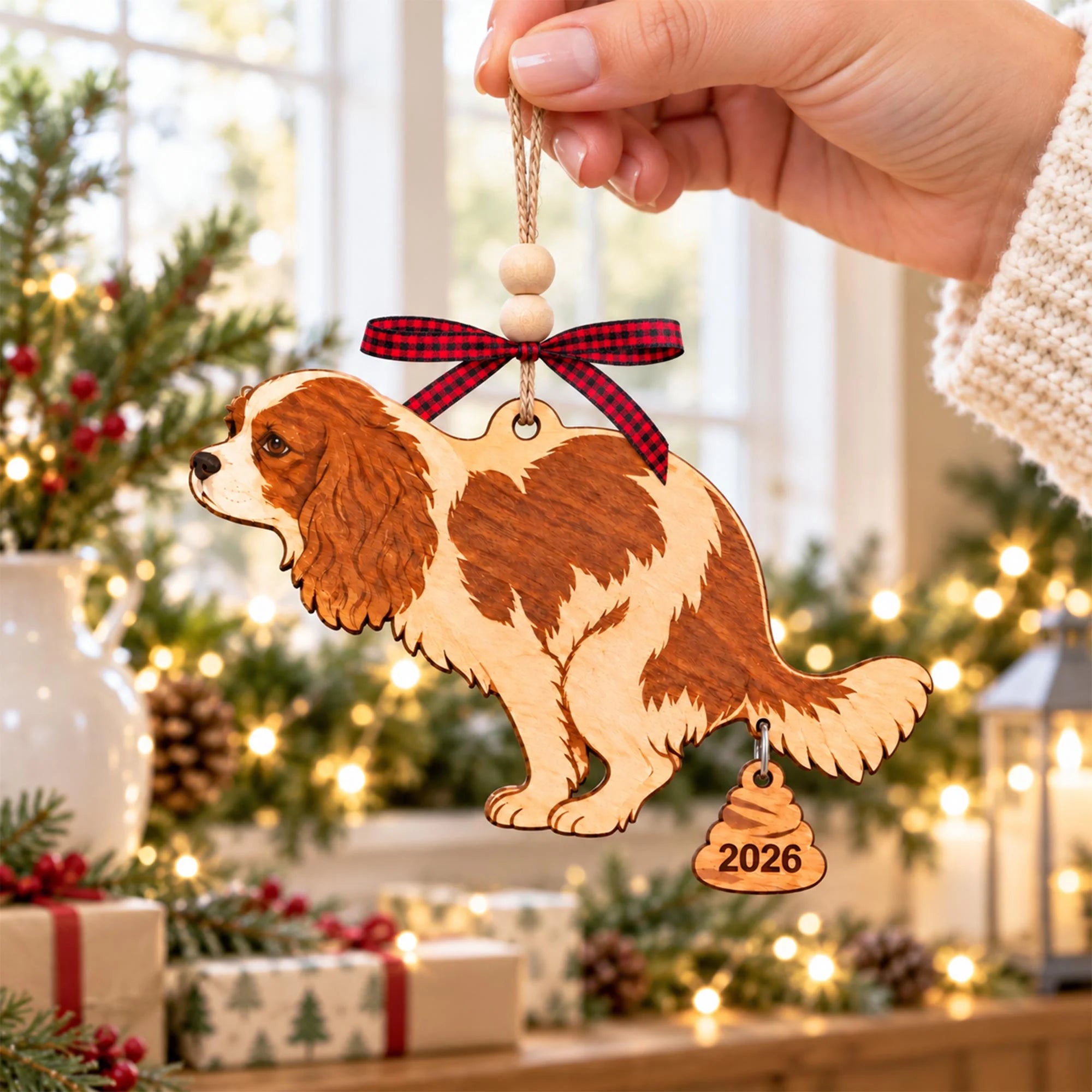 Cavalier King Pooping Dog Christmas Ornament for 2026
