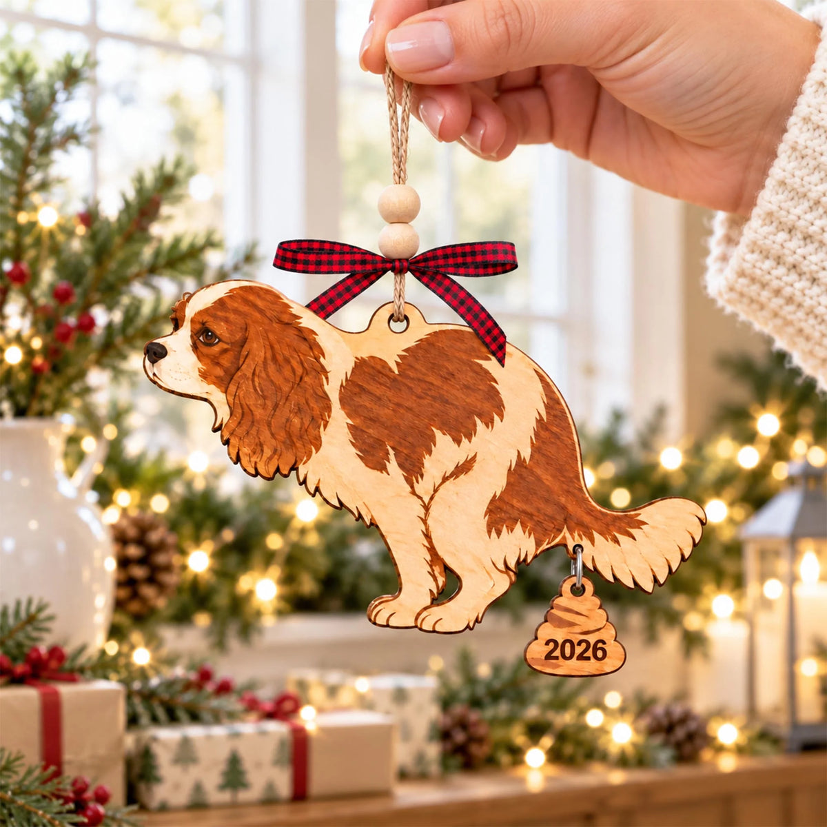 Cavalier King Pooping Dog Christmas Ornament for 2026